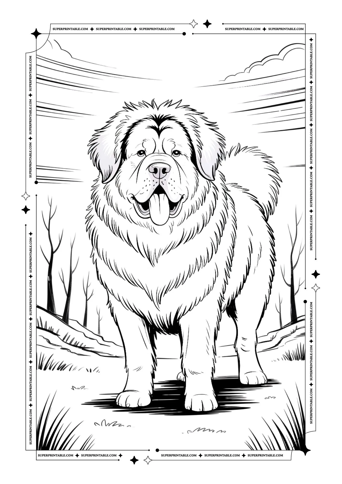 Fluffy Dogs Coloring Pages 4