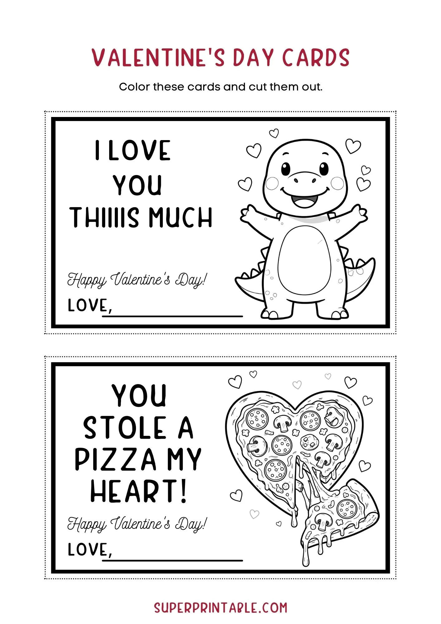 Fun Valentine's Day Cards Coloring Activity 2