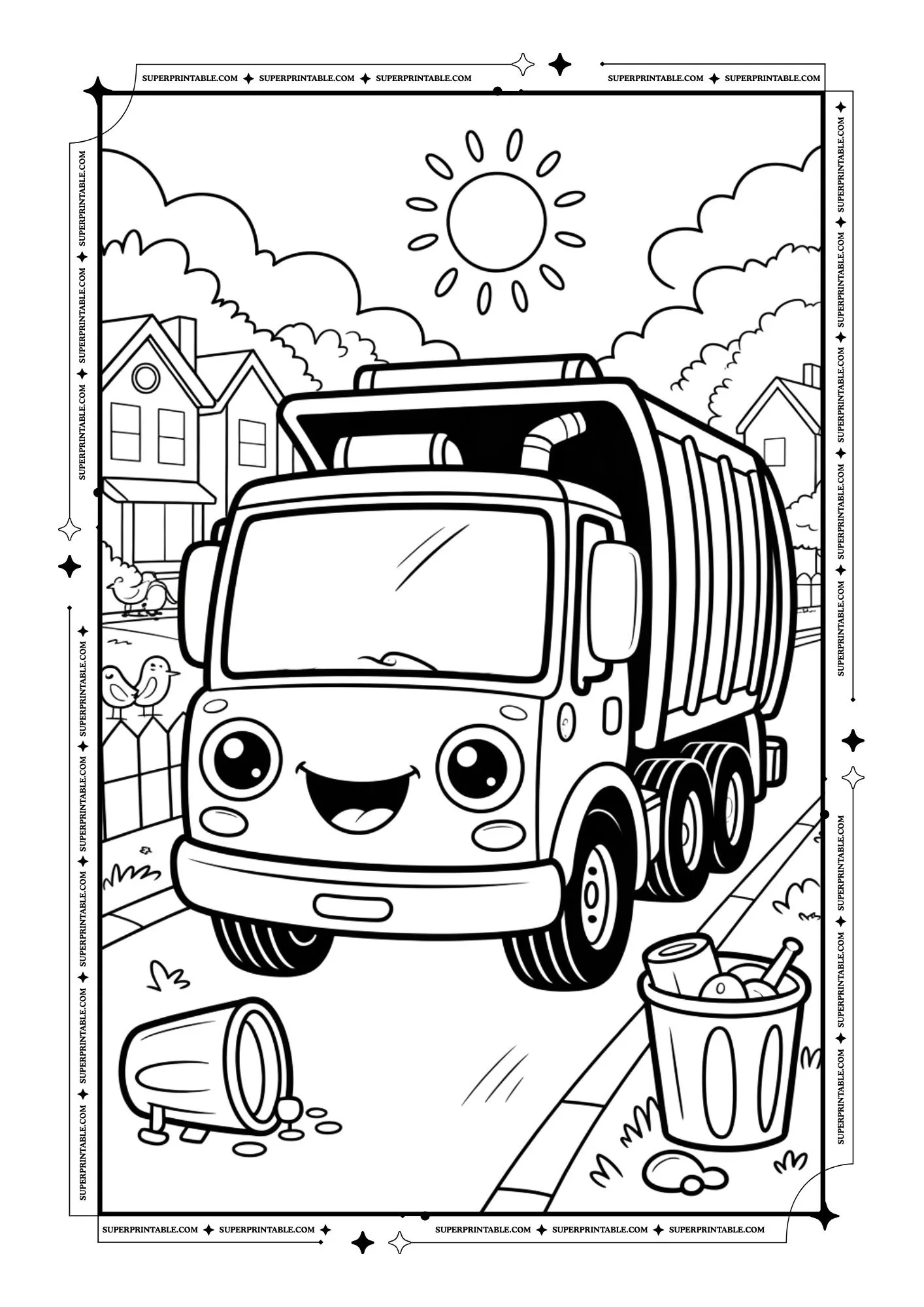 Garbage Truck Coloring Pages 1