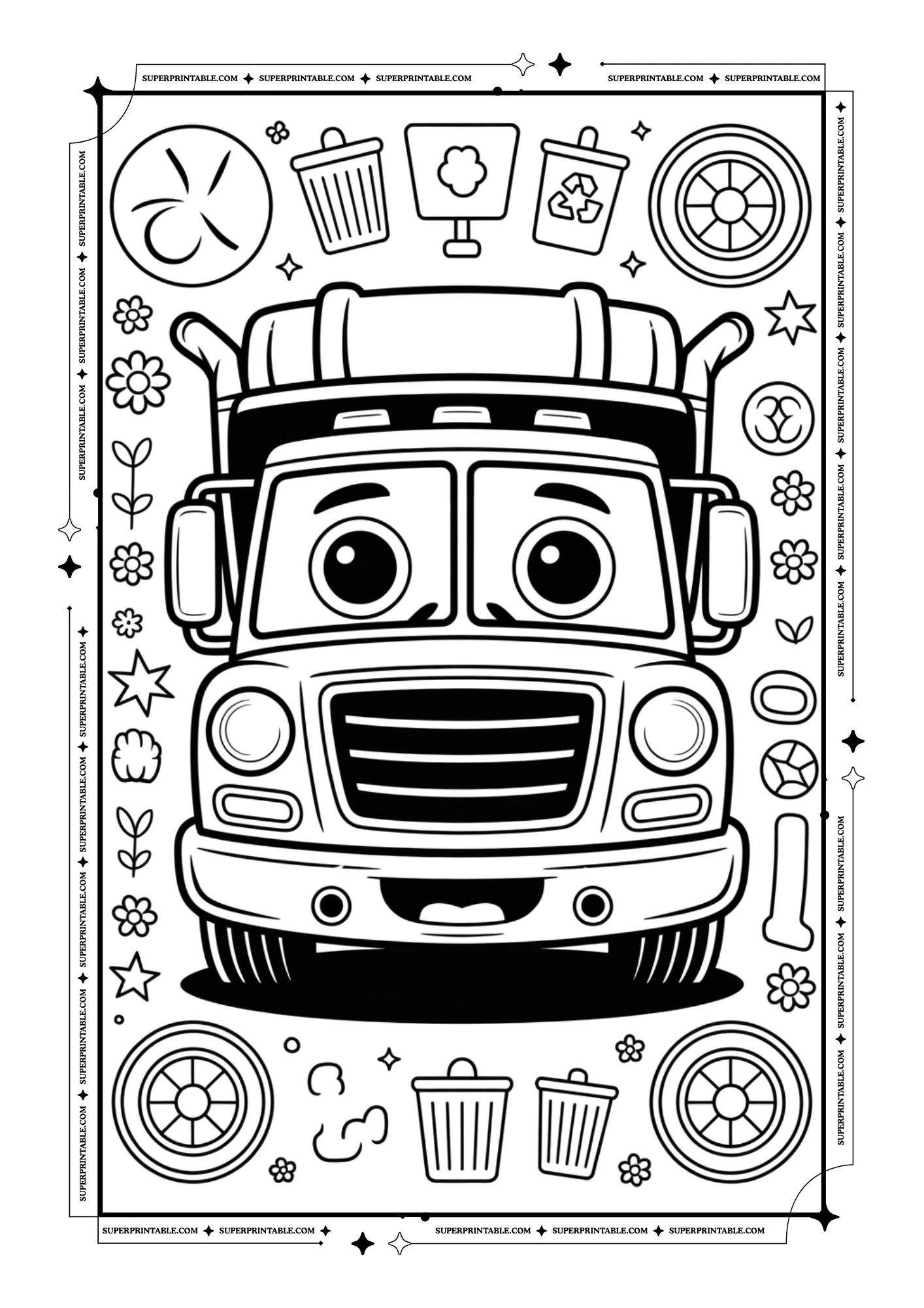 Garbage Truck Coloring Pages 2