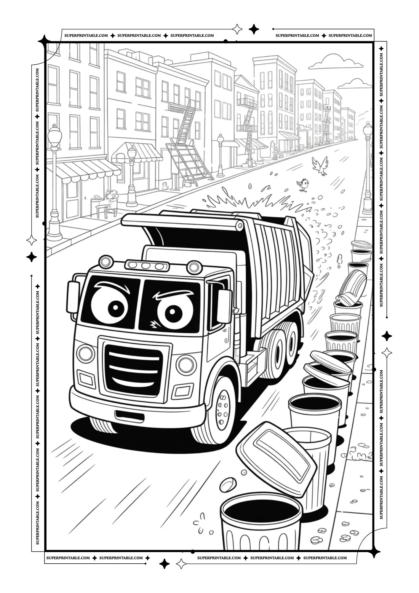Garbage Truck Coloring Pages 6
