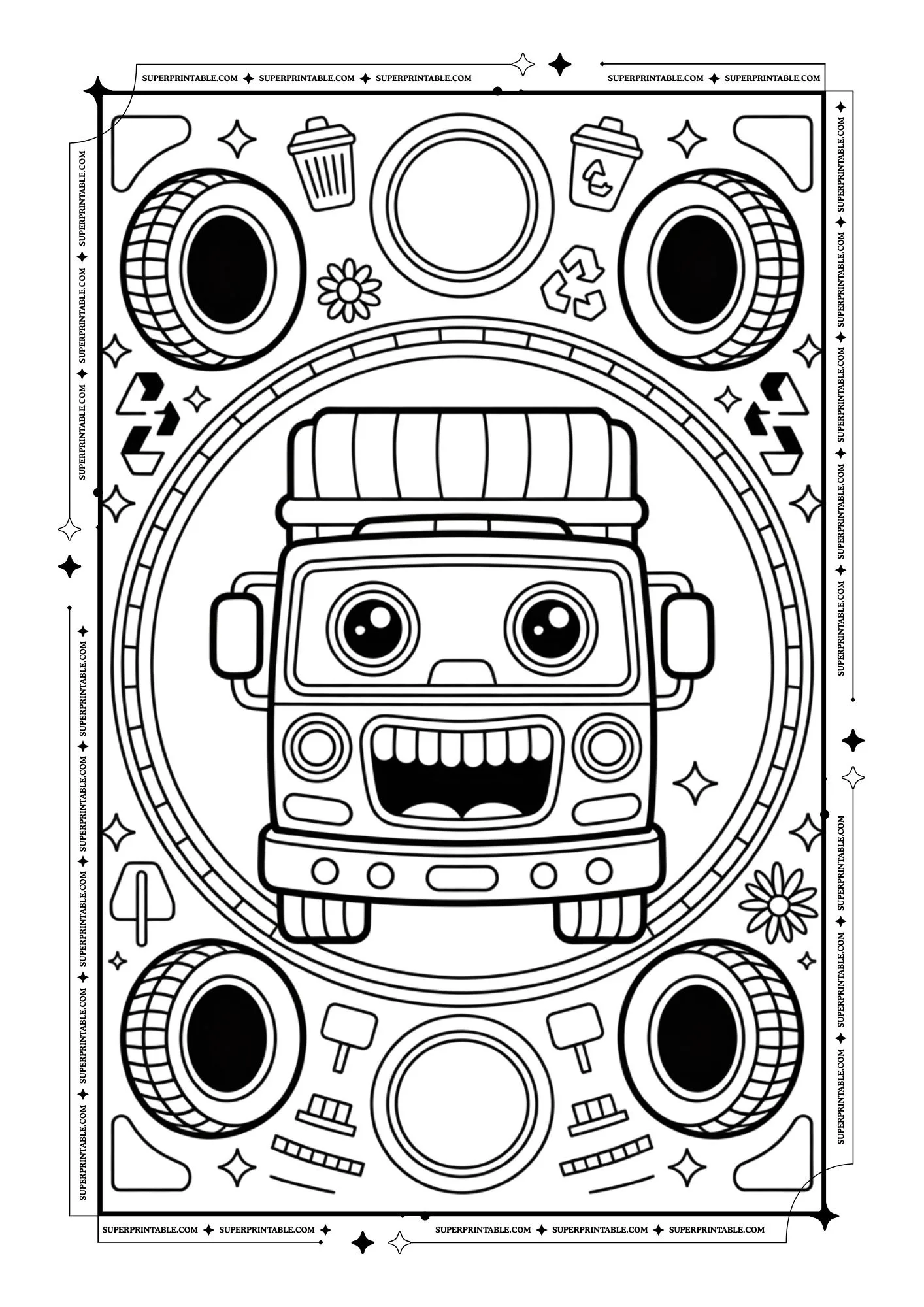 Garbage Truck Coloring Pages 9