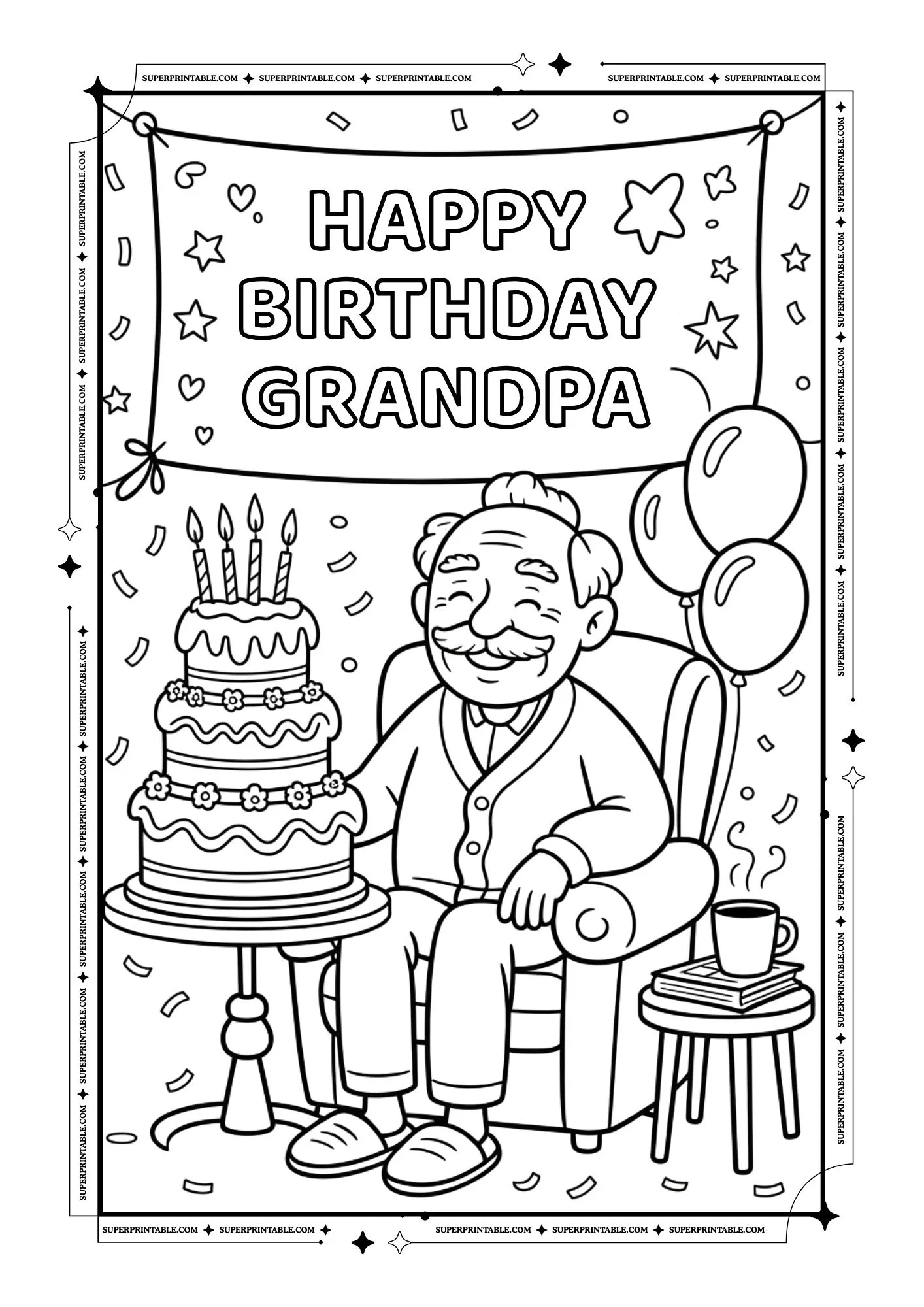 Happy Birthday Grandpa Coloring Pages 1