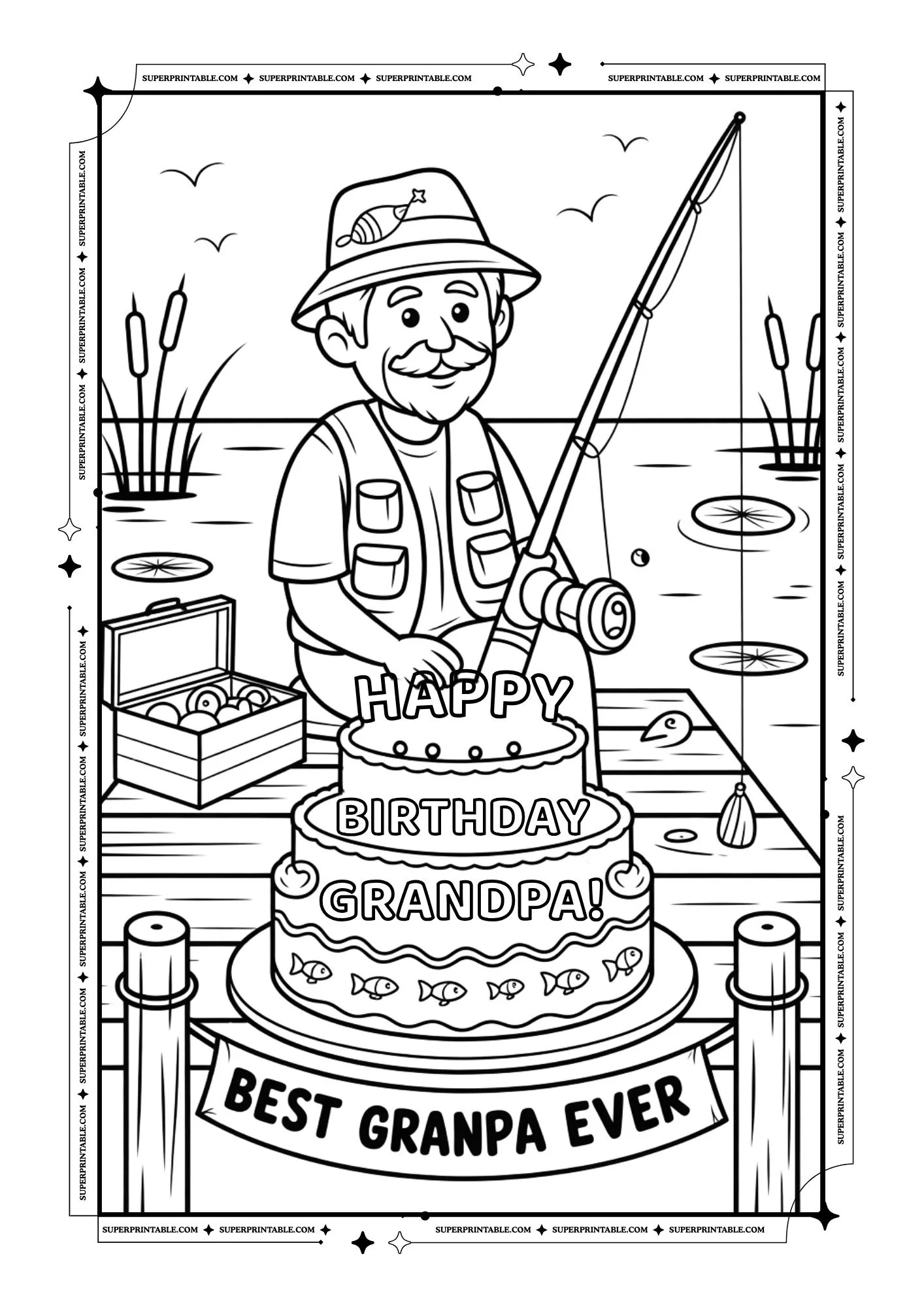 Happy Birthday Grandpa Coloring Pages 3