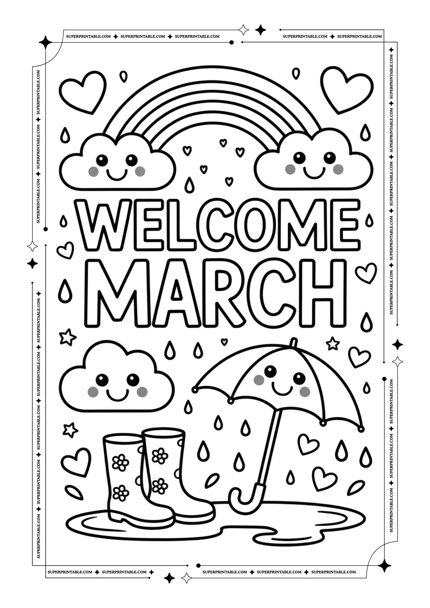 Hello March Coloring Pages For Adults 2