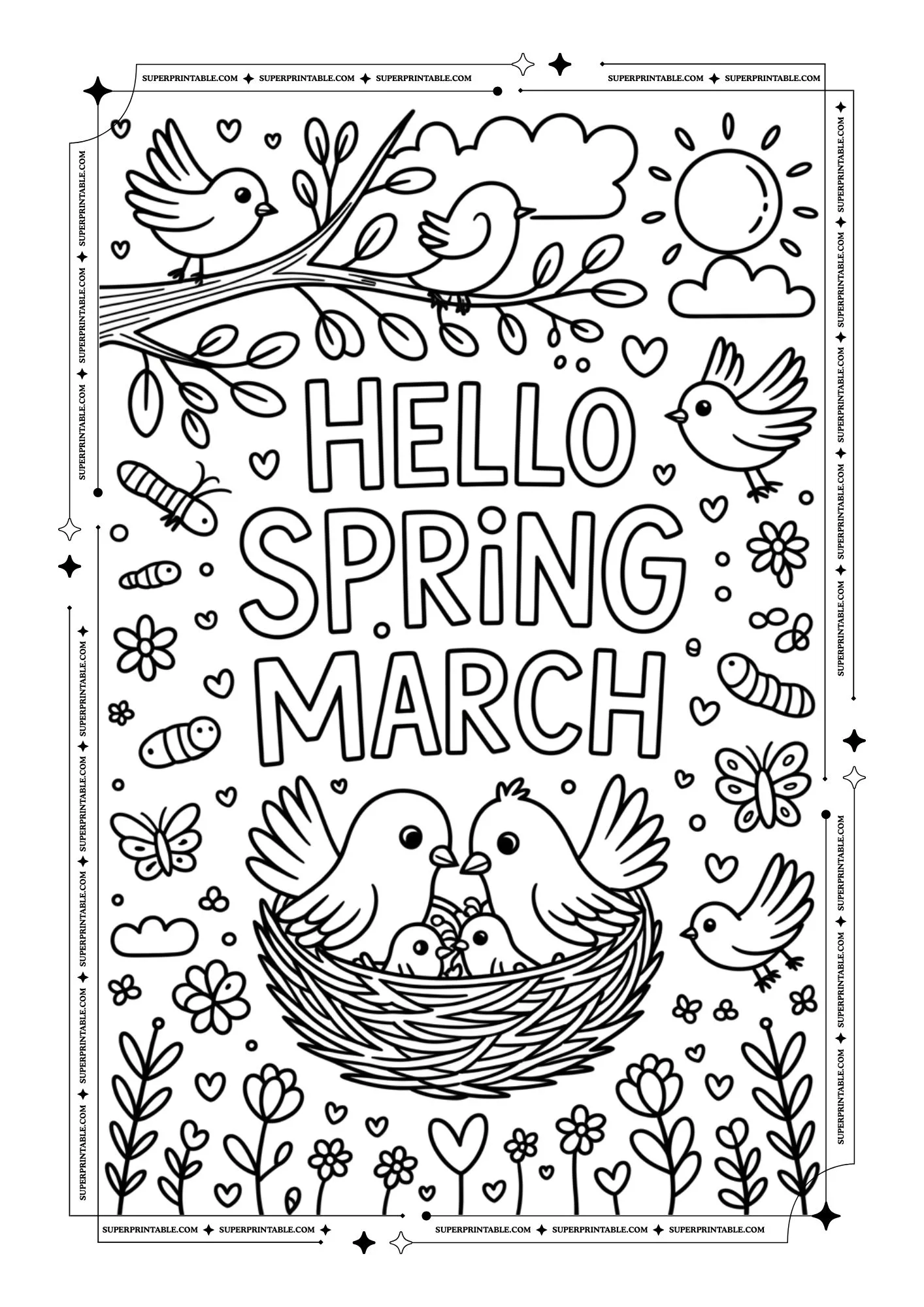 Hello March Coloring Pages For Adults 7
