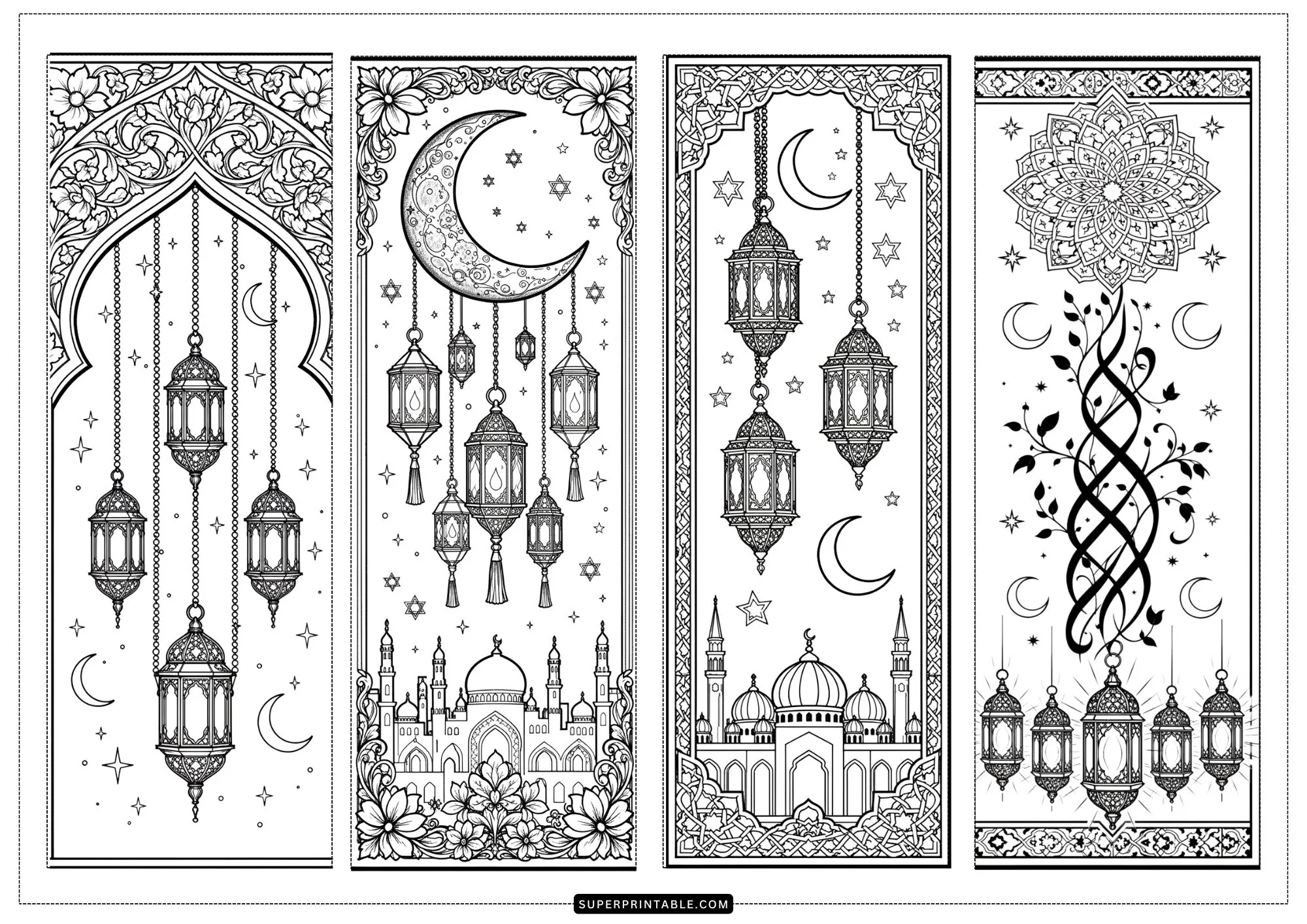 Islamic Bookmarks Coloring Pages 01