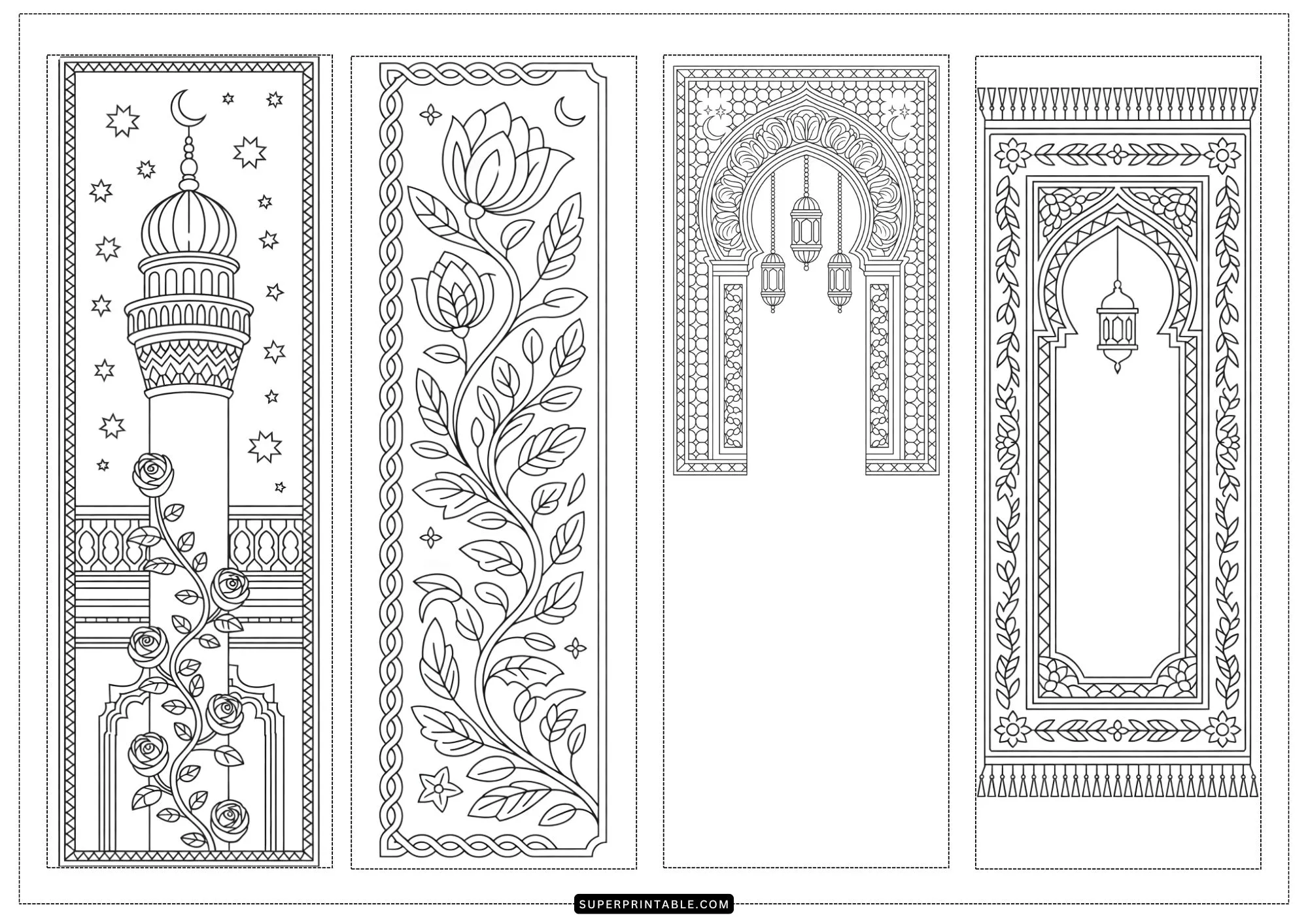 Islamic Bookmarks Coloring Pages 02