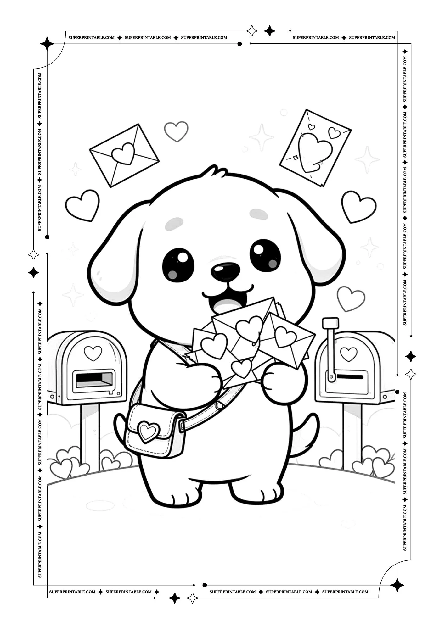 Kawaii Animals February Coloring Pages 1