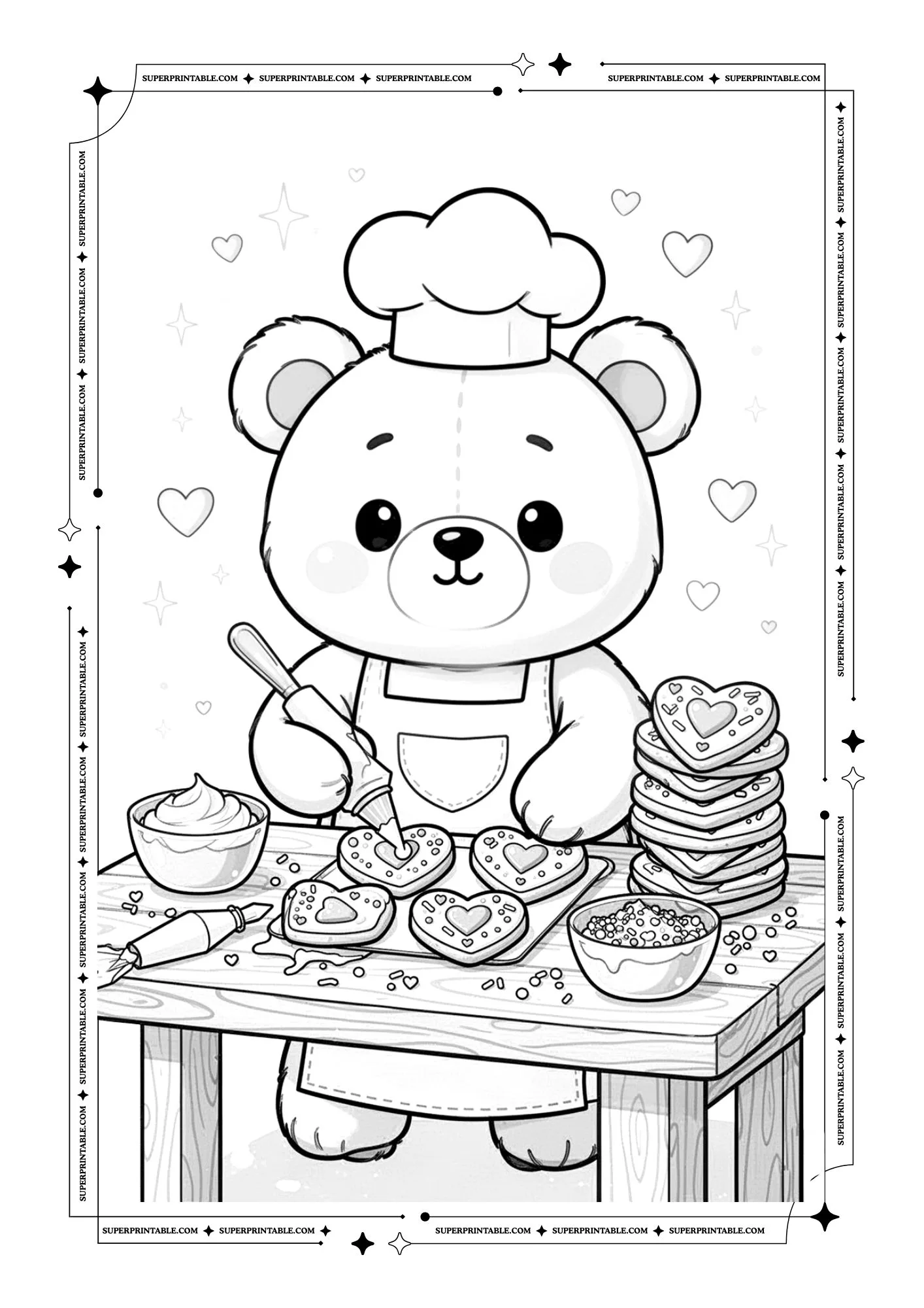Kawaii Animals February Coloring Pages 3