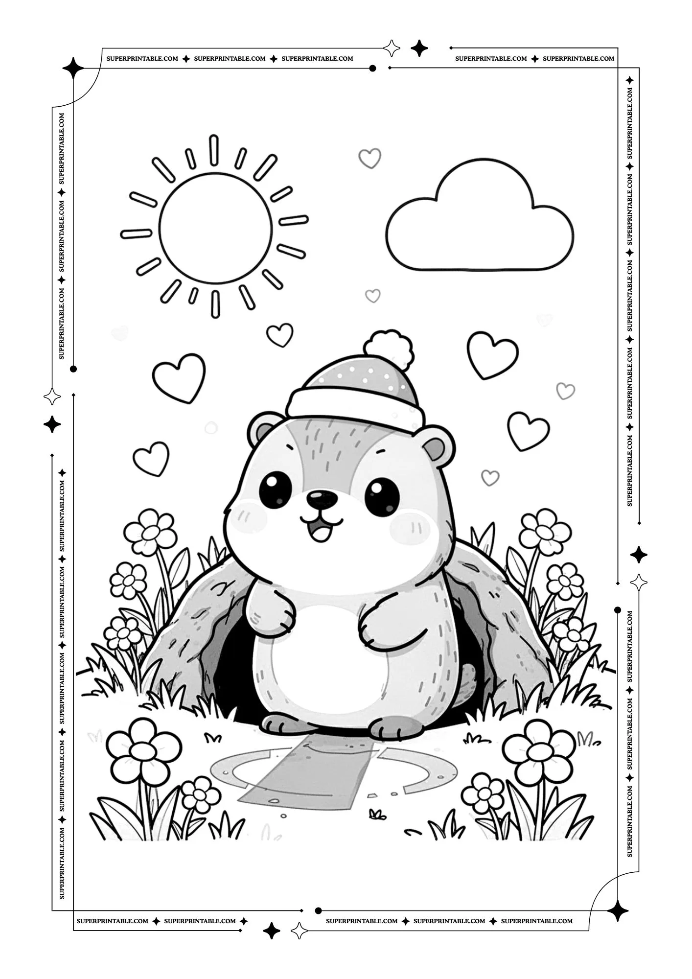 Kawaii Animals February Coloring Pages 4
