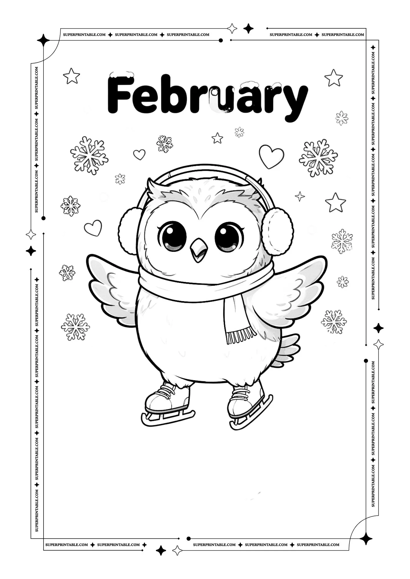 Kawaii Animals February Coloring Pages 5