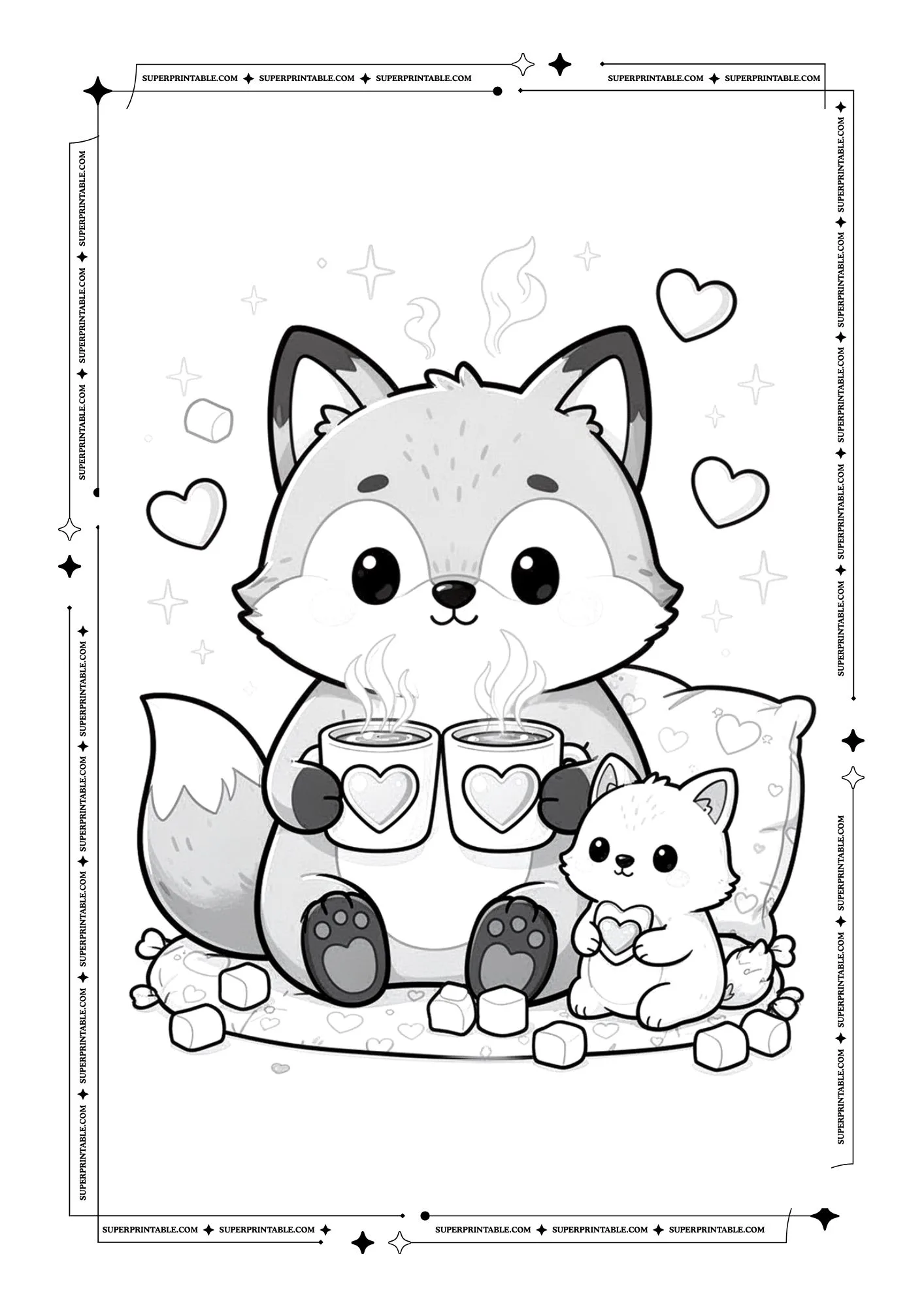 Kawaii Animals February Coloring Pages 6