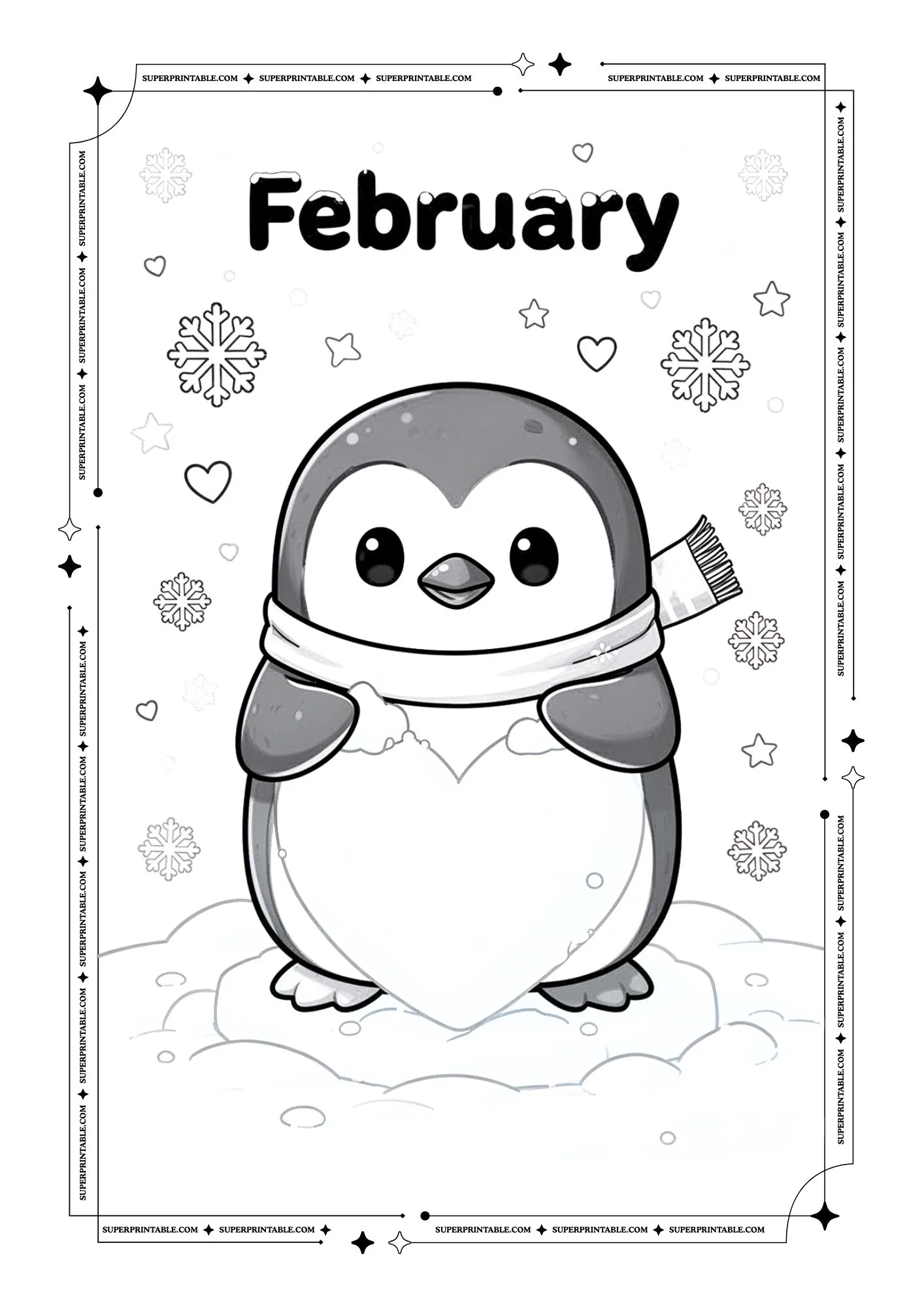 Kawaii Animals February Coloring Pages 9