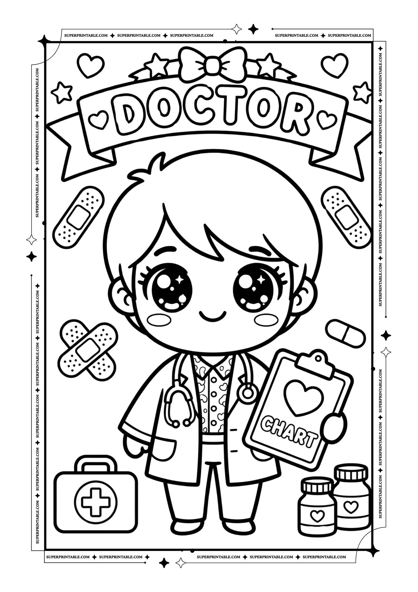 Kawaii Community Helpers Coloring Collection 1