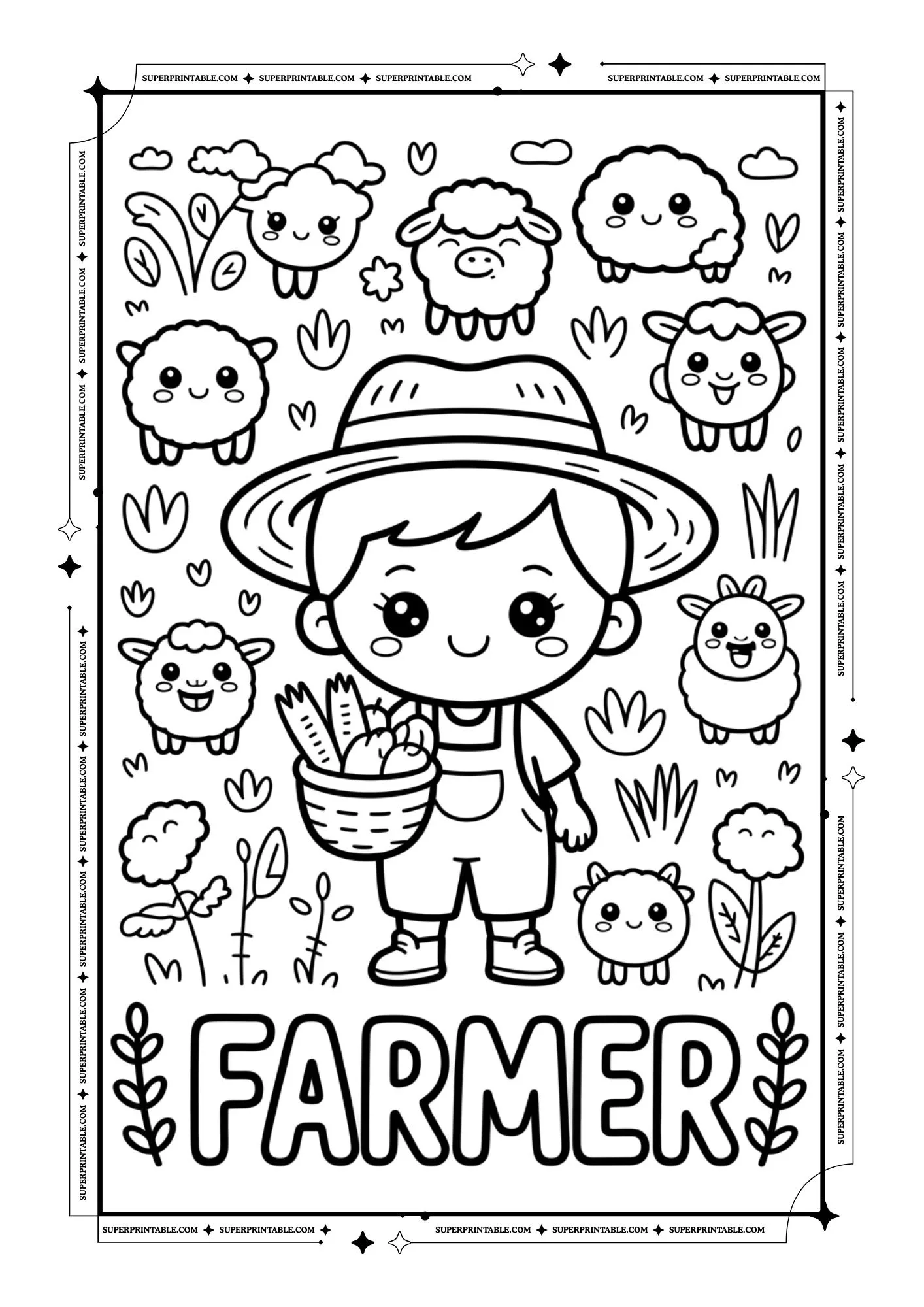 Kawaii Community Helpers Coloring Collection 2