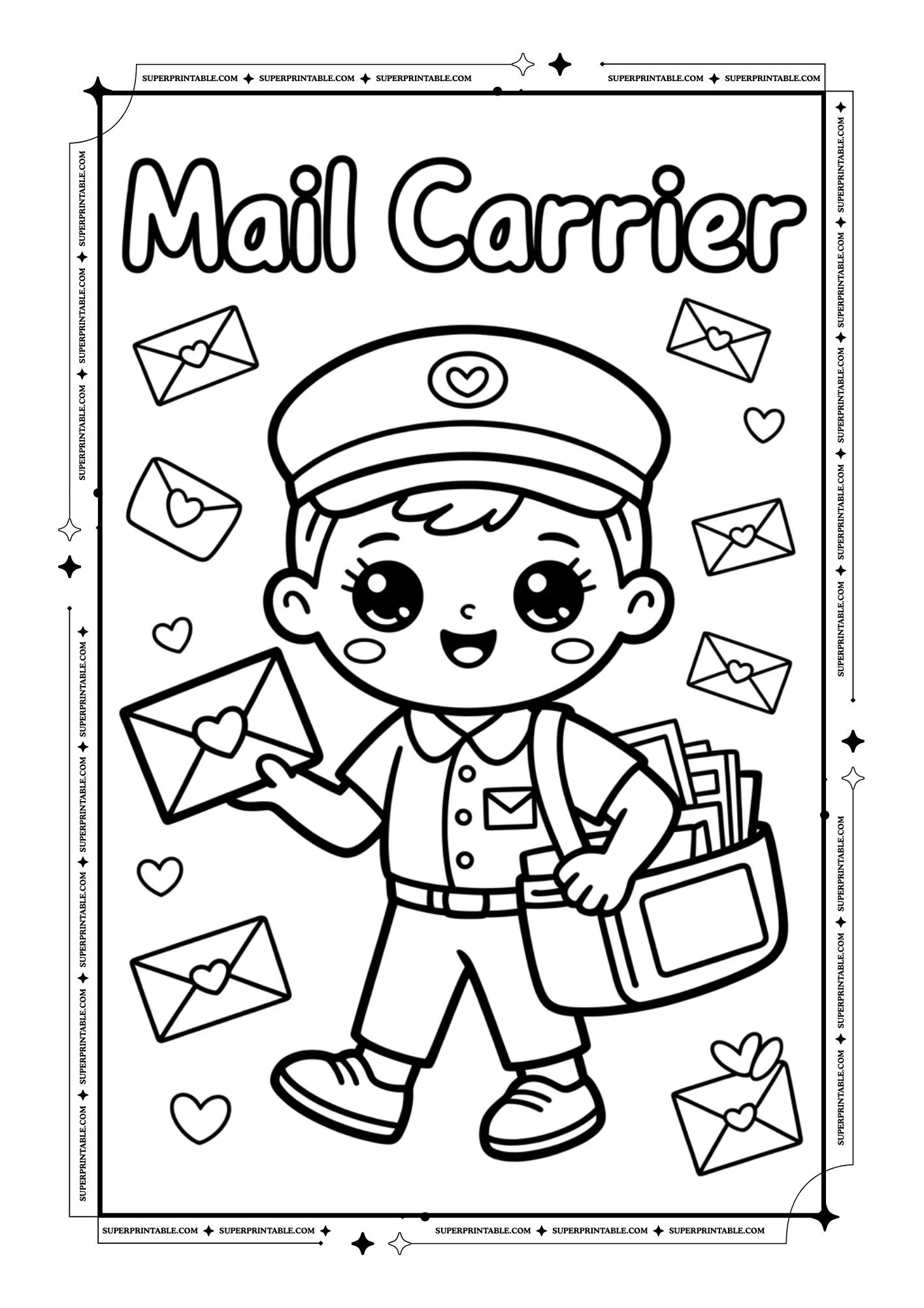 Kawaii Community Helpers Coloring Collection 4