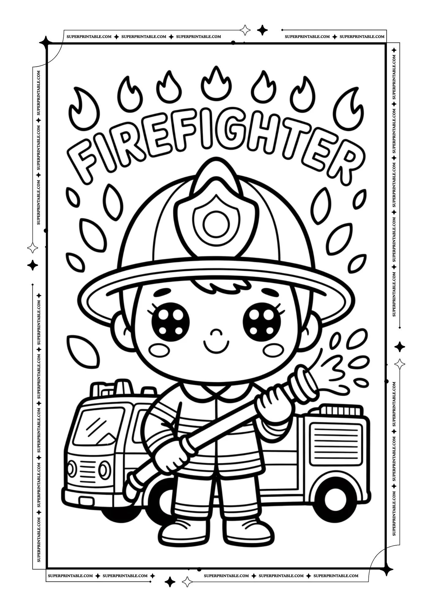Kawaii Community Helpers Coloring Collection 5