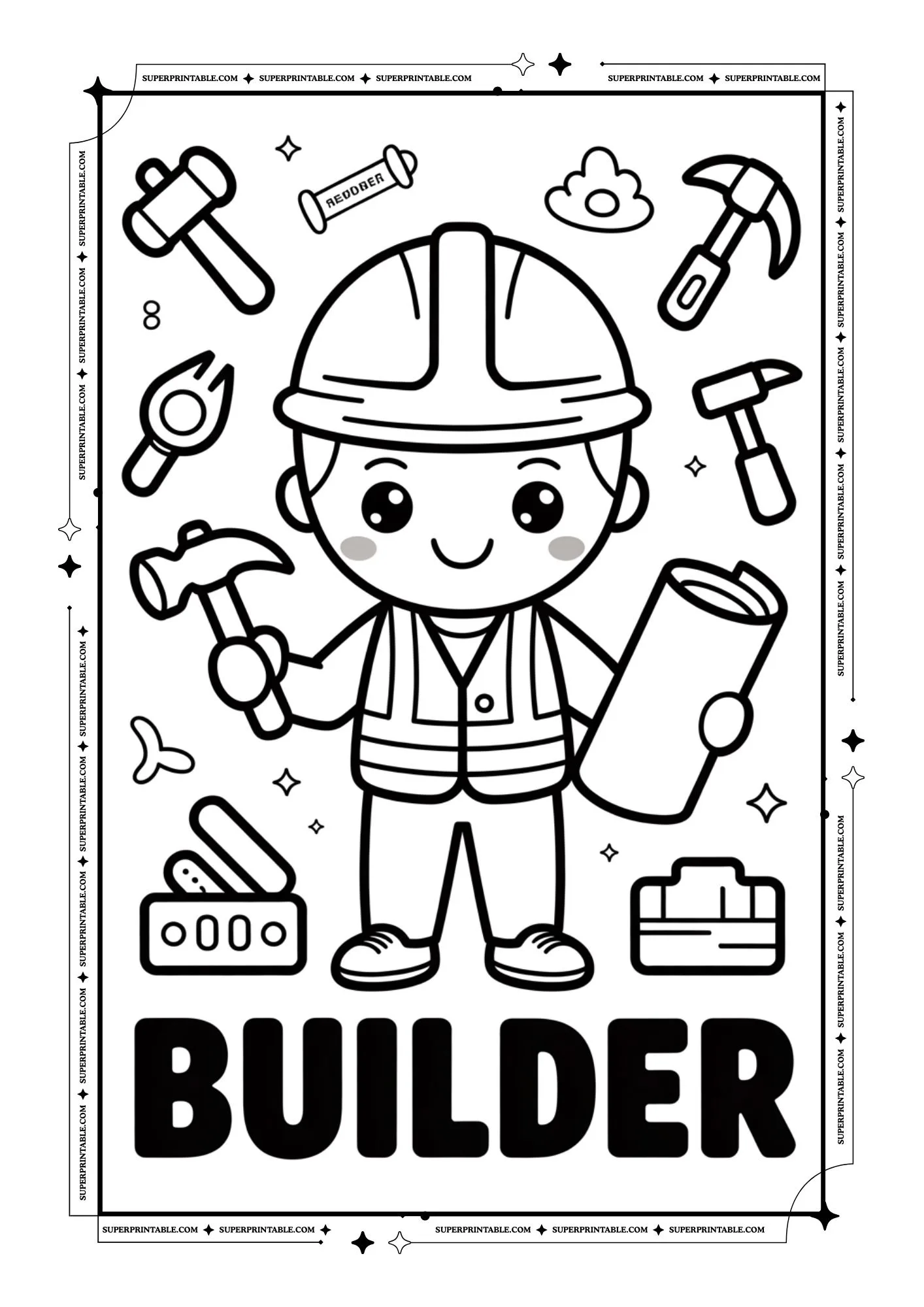 Kawaii Community Helpers Coloring Collection 6