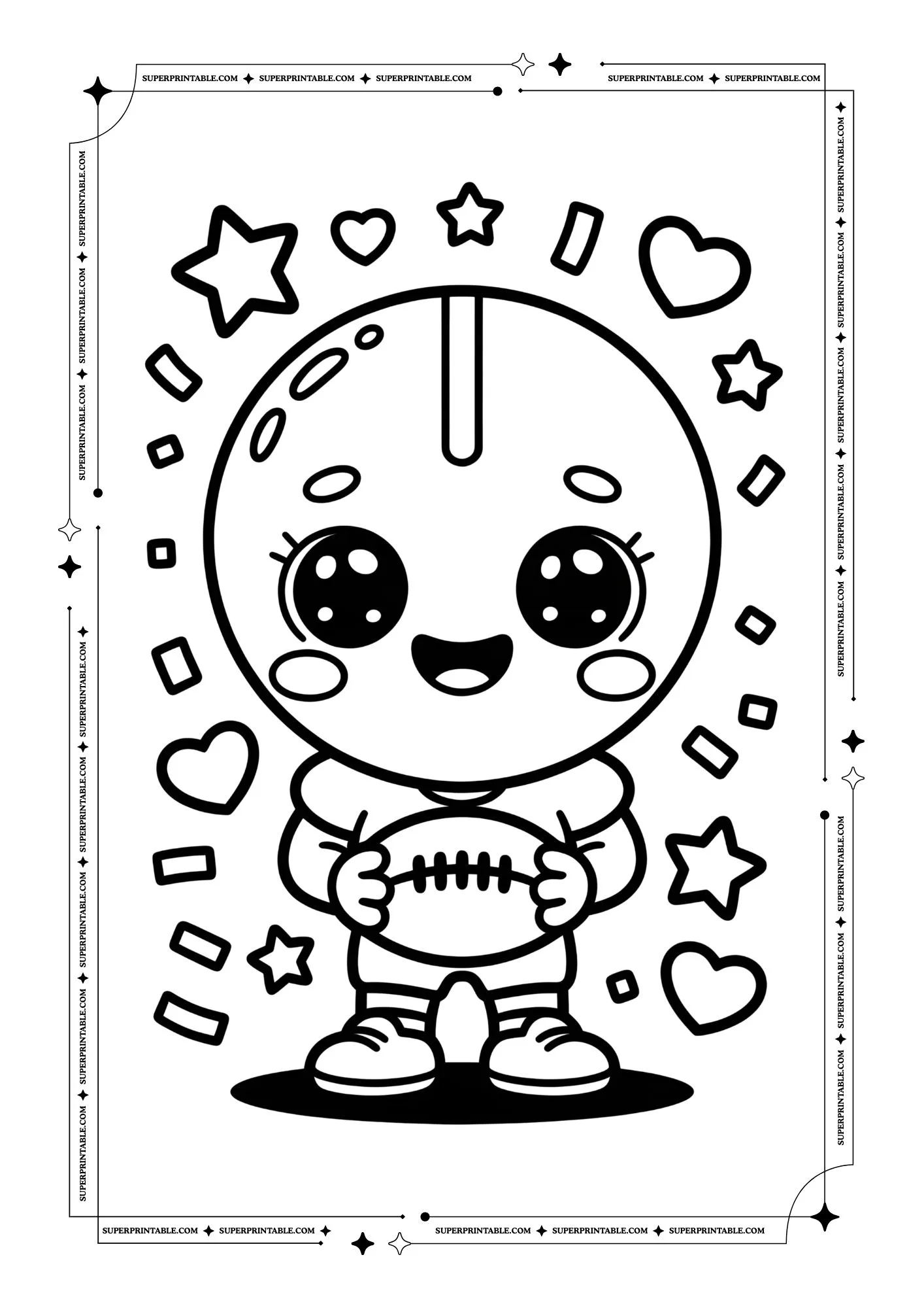 Kawaii Football Coloring Pages For Toddlers 2
