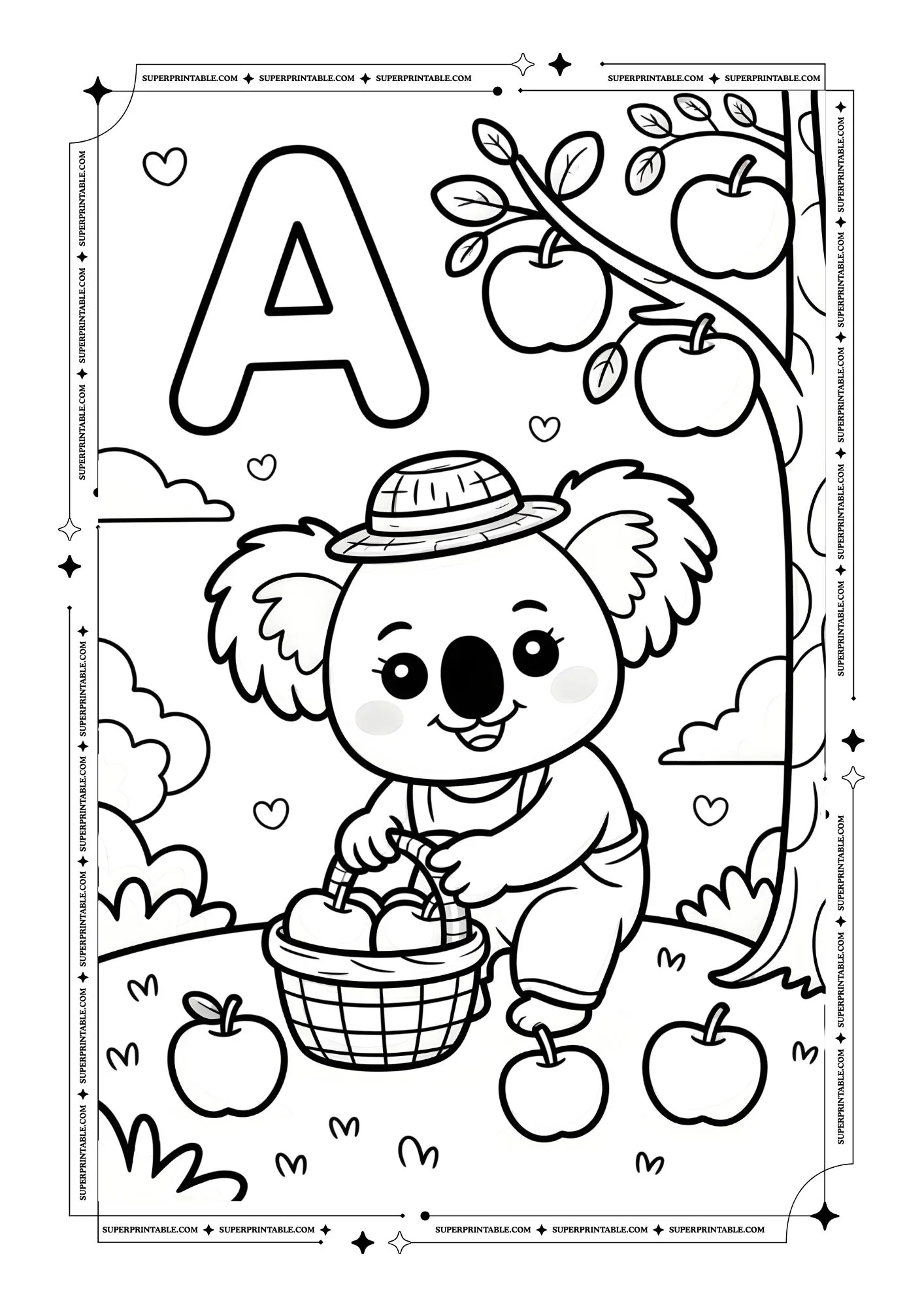 Koala Alphabet Coloring Pages 1