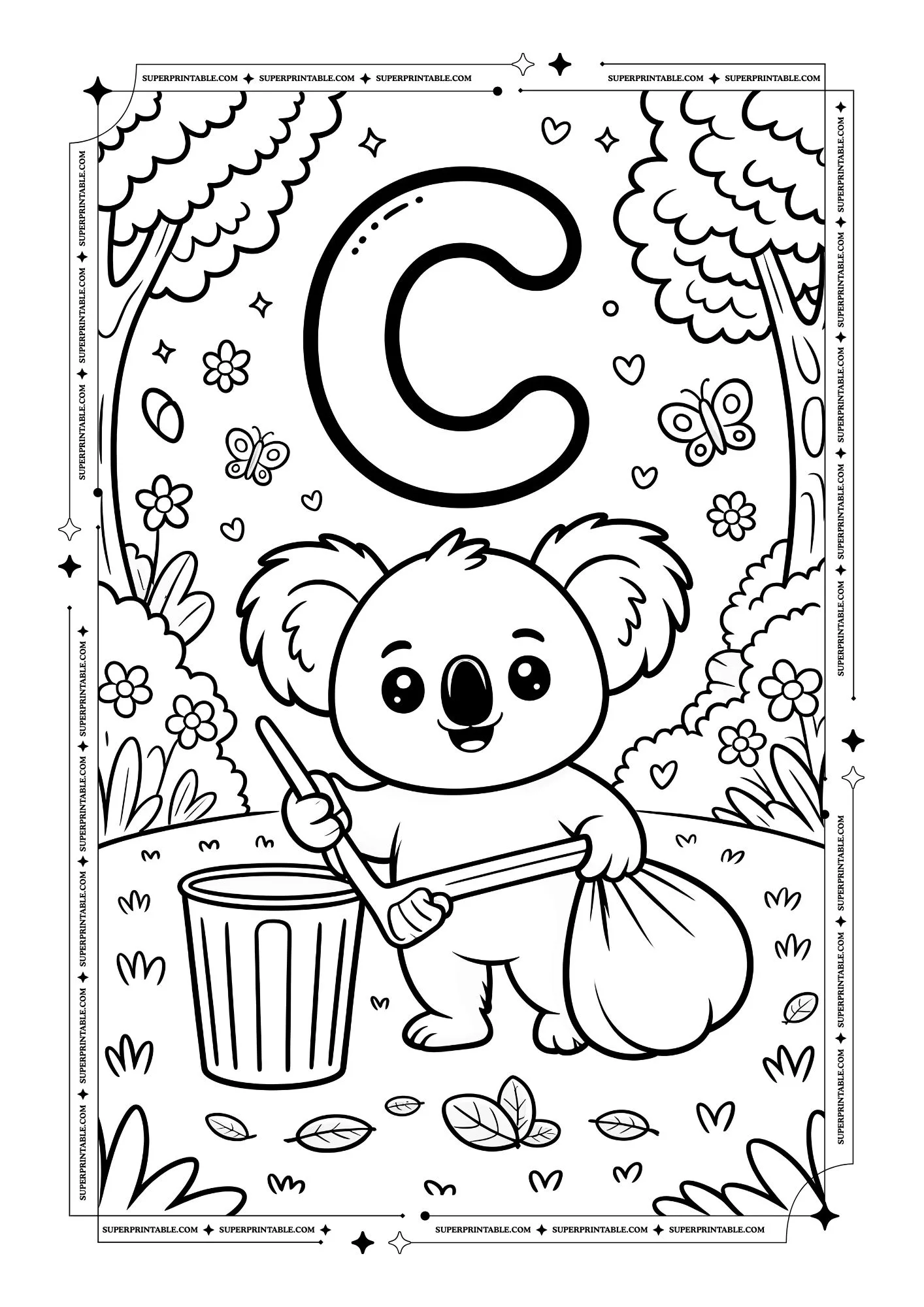 Koala Alphabet Coloring Pages 3