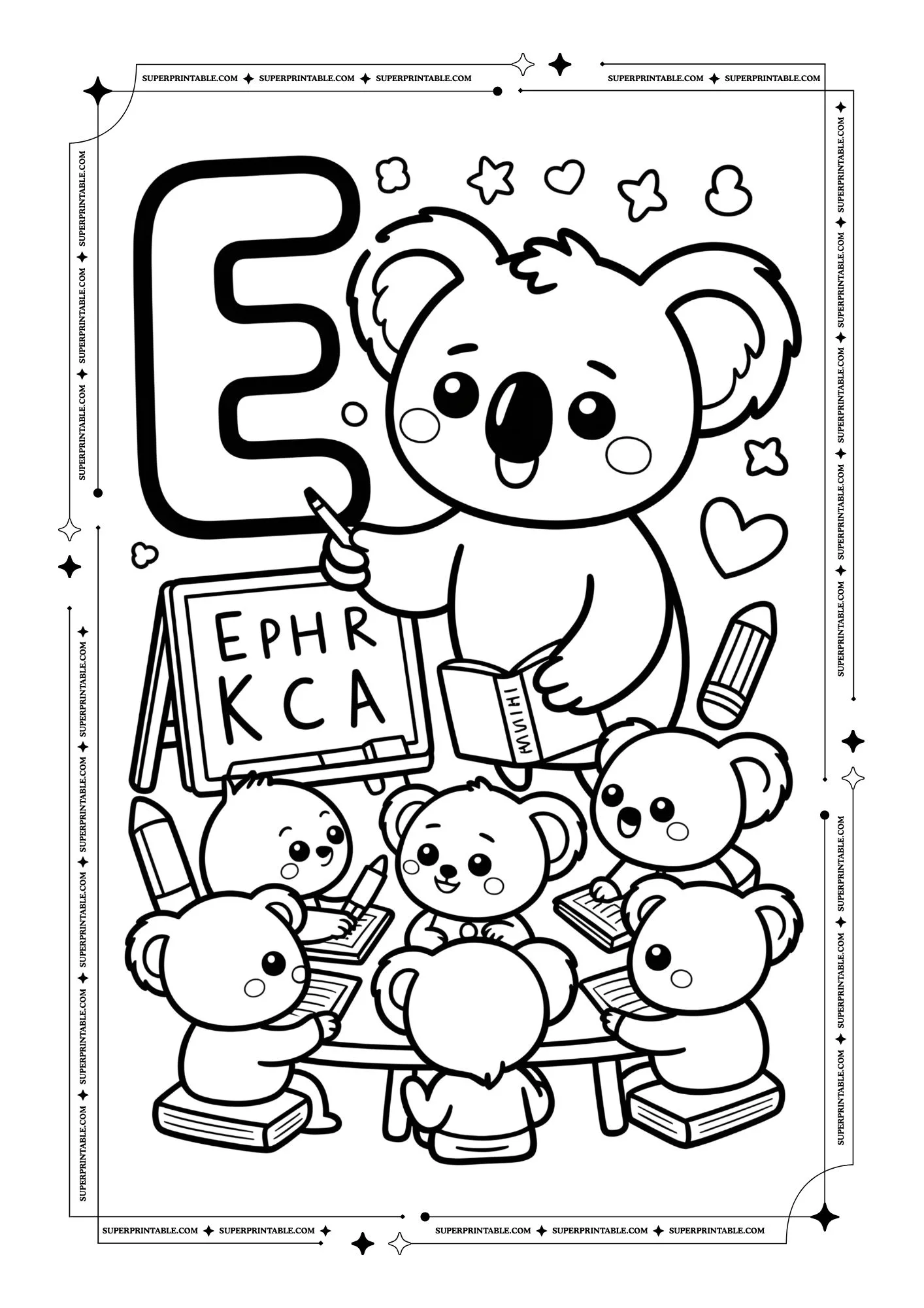Koala Alphabet Coloring Pages 5
