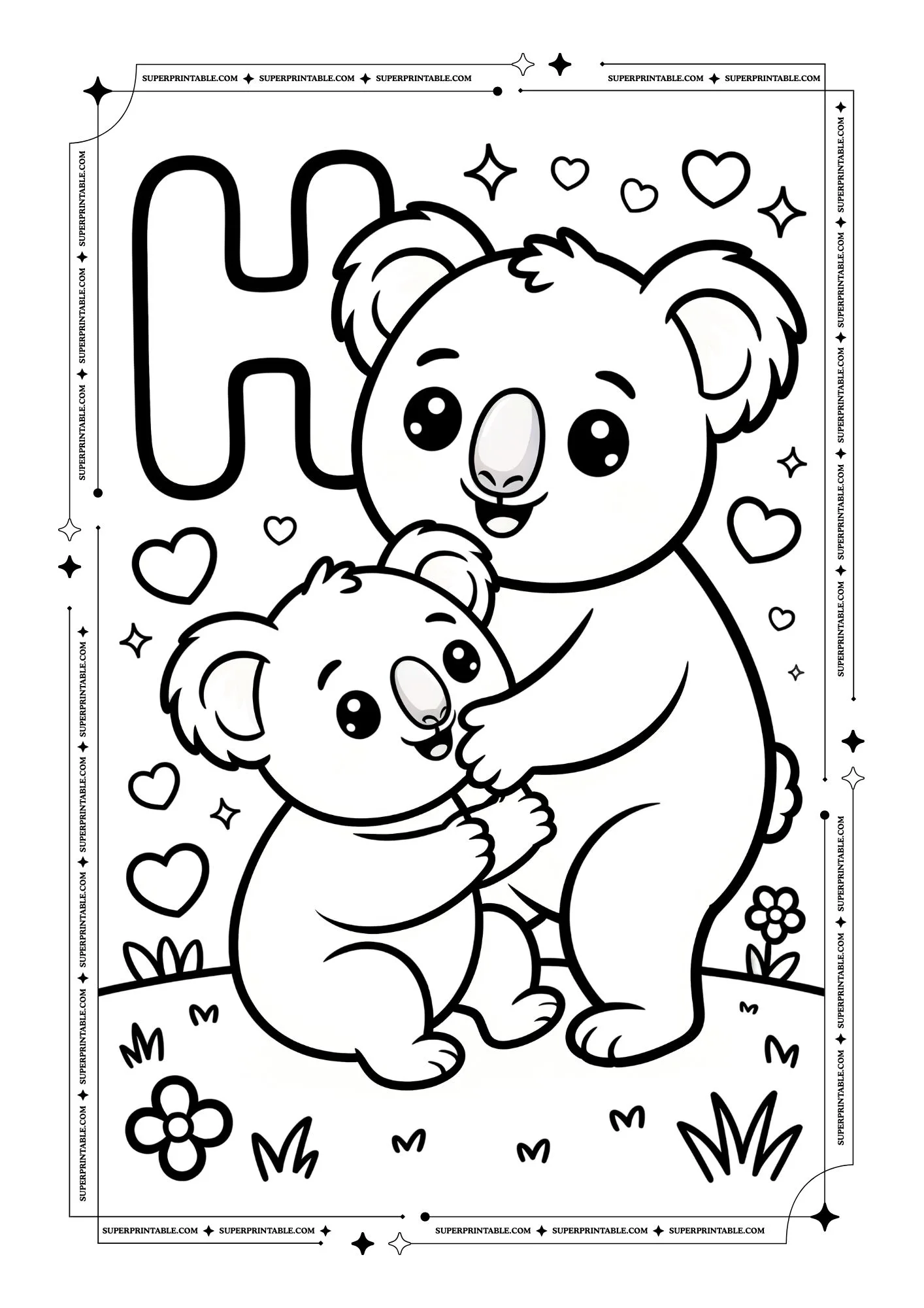 Koala Alphabet Coloring Pages 8