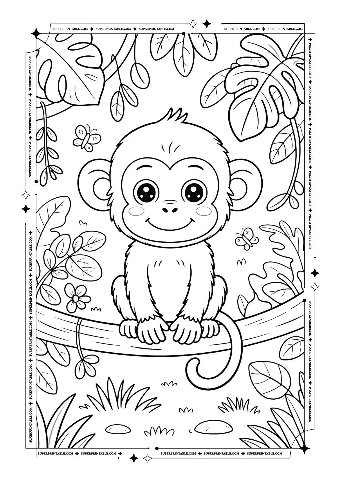 Monkey Coloring Pages 2