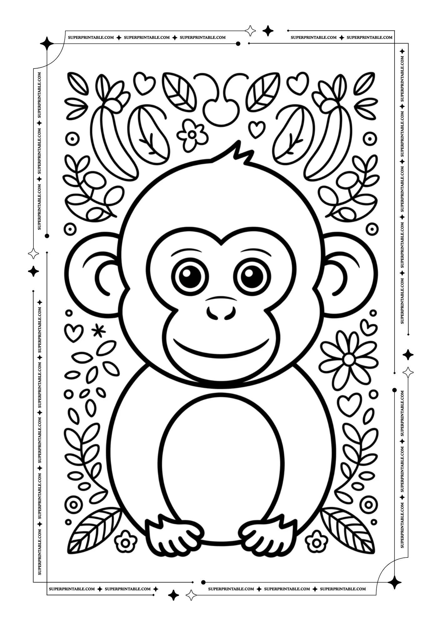 Monkey Coloring Pages 4