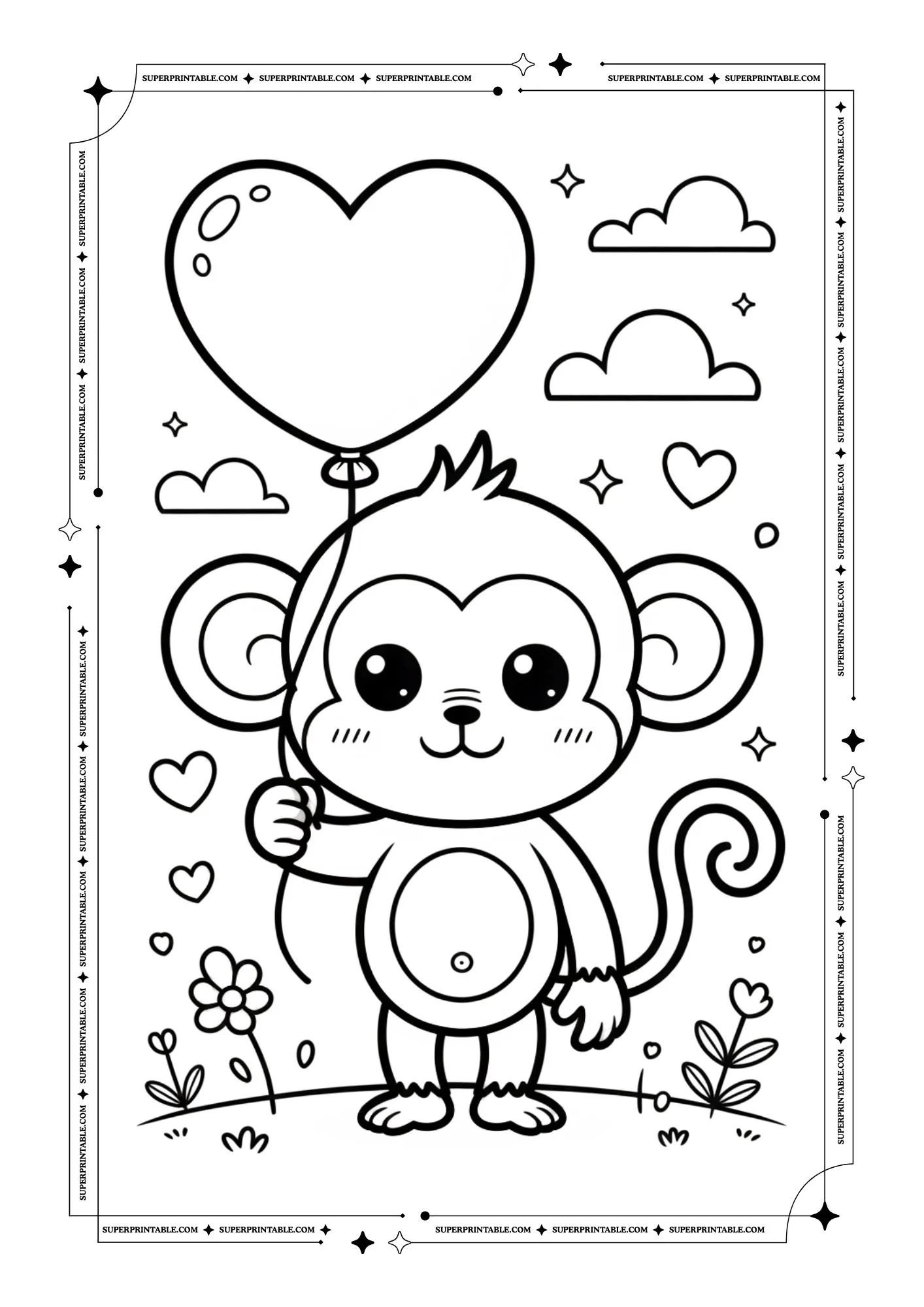 Monkey Coloring Pages 6