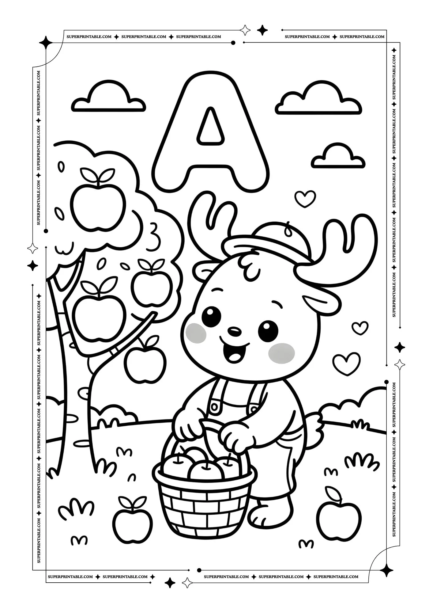 Moose Alphabet Coloring Pages 1