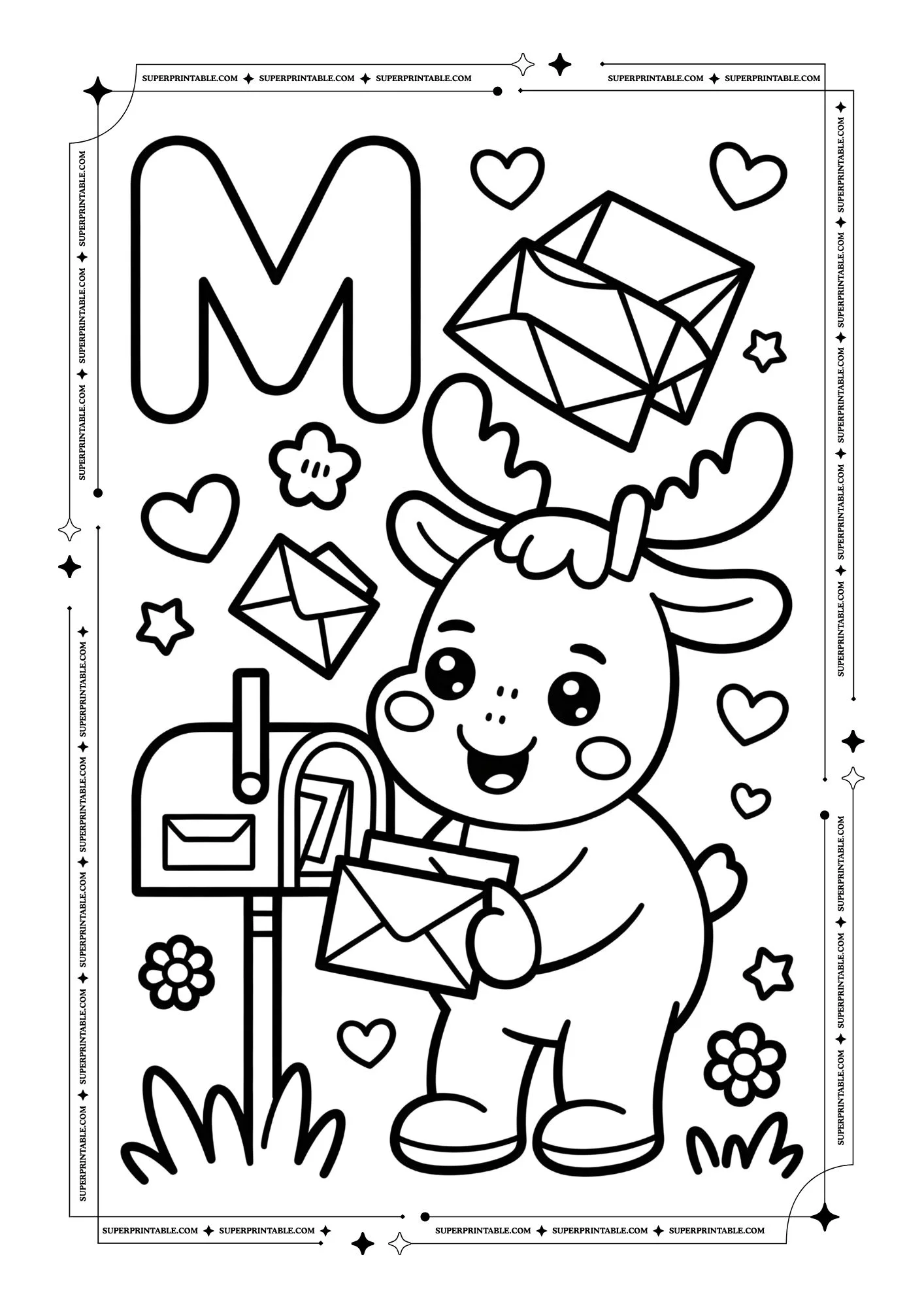 Moose Alphabet Coloring Pages 13