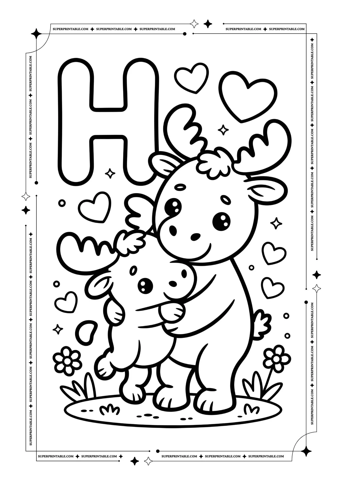 Moose Alphabet Coloring Pages 8