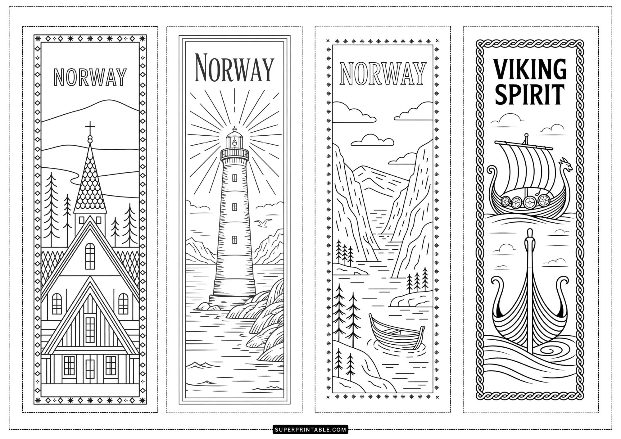 Norway Bookmarks Coloring Pages 1