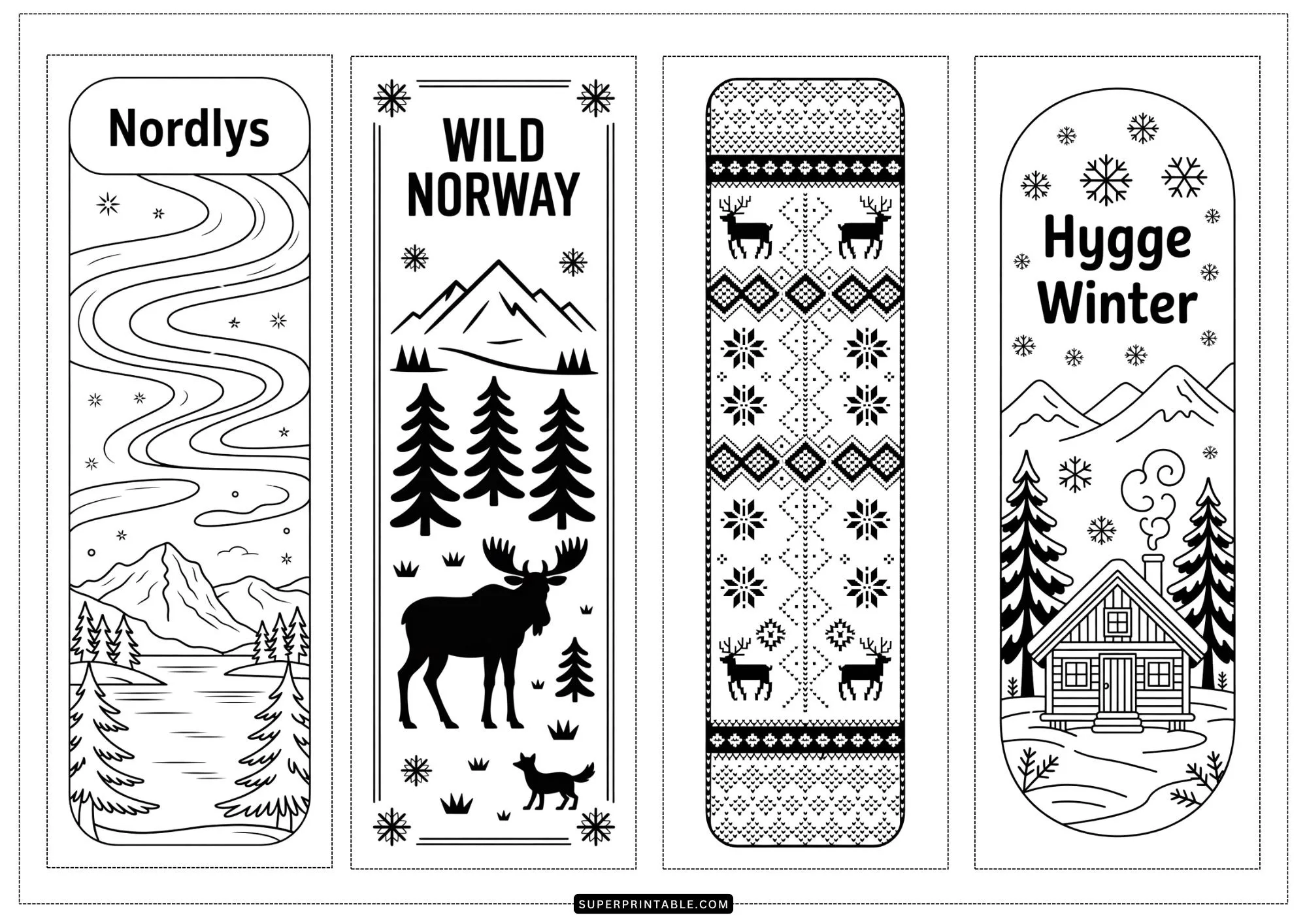 Norway Bookmarks Coloring Pages 2