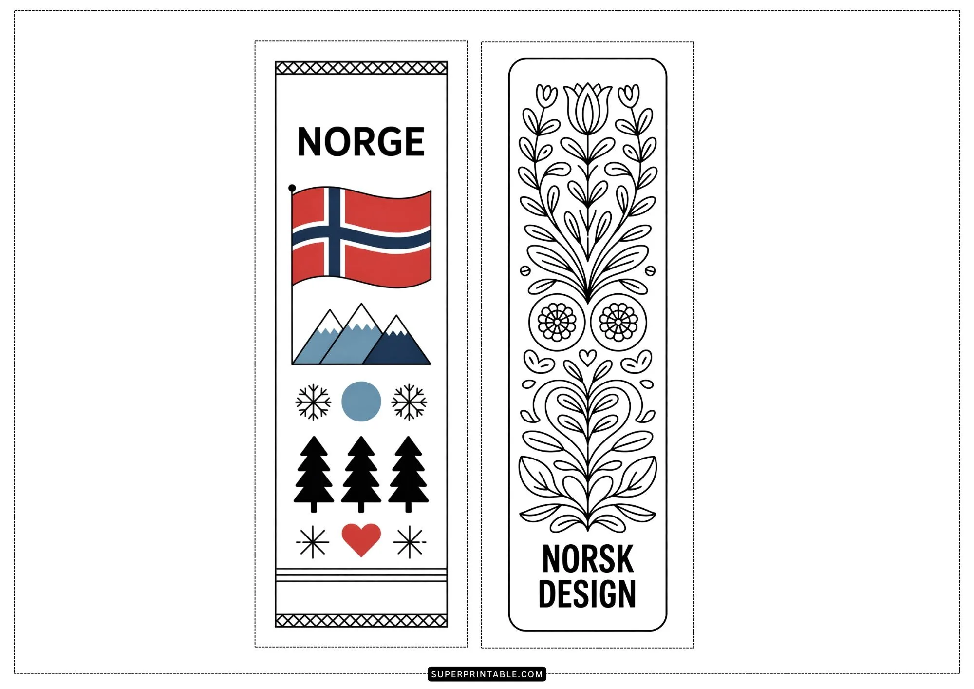 Norway Bookmarks Coloring Pages 3