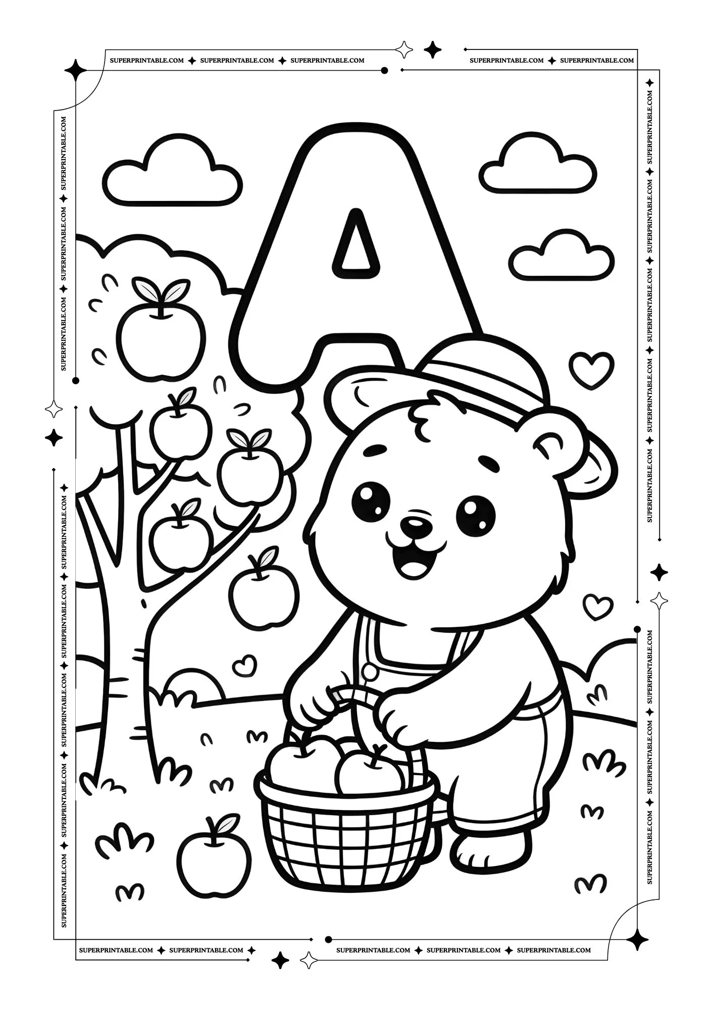 Polar Bear Alphabet Coloring Pages 1
