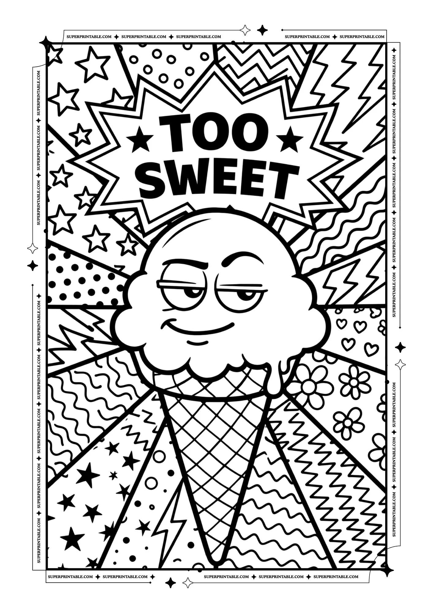 Pop Art Ice Cream Coloring Pages 1