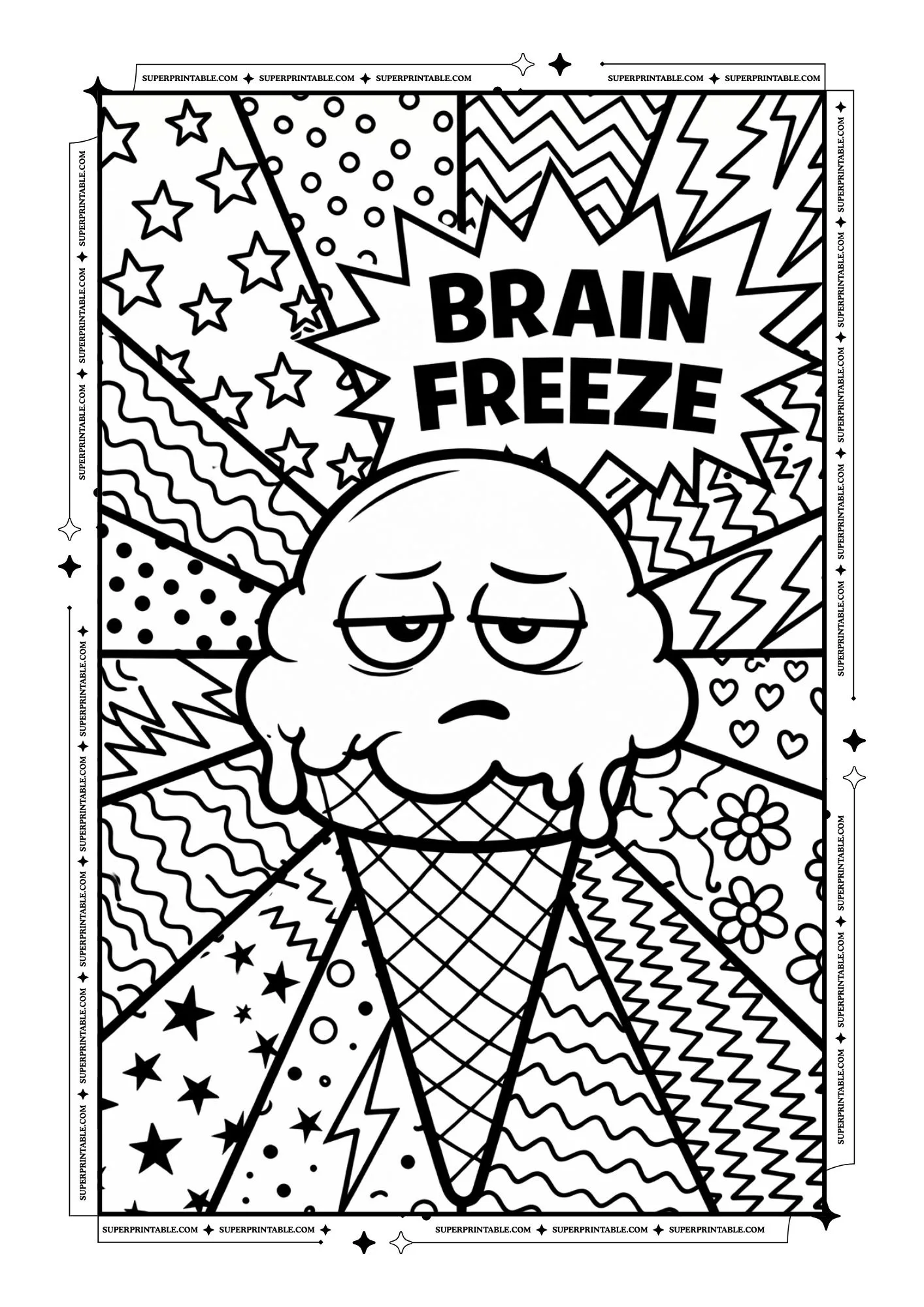 Pop Art Ice Cream Coloring Pages 2