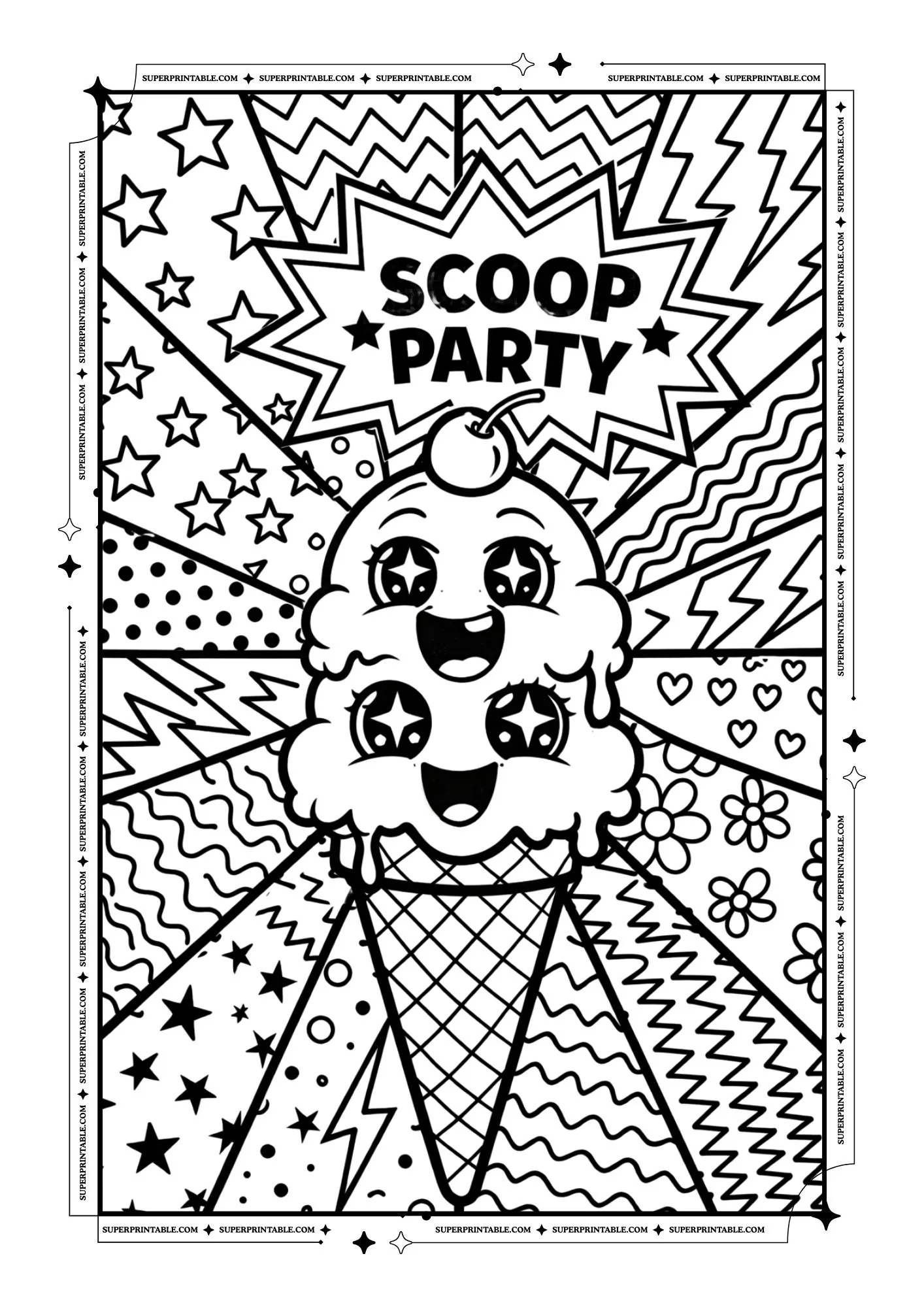 Pop Art Ice Cream Coloring Pages 3