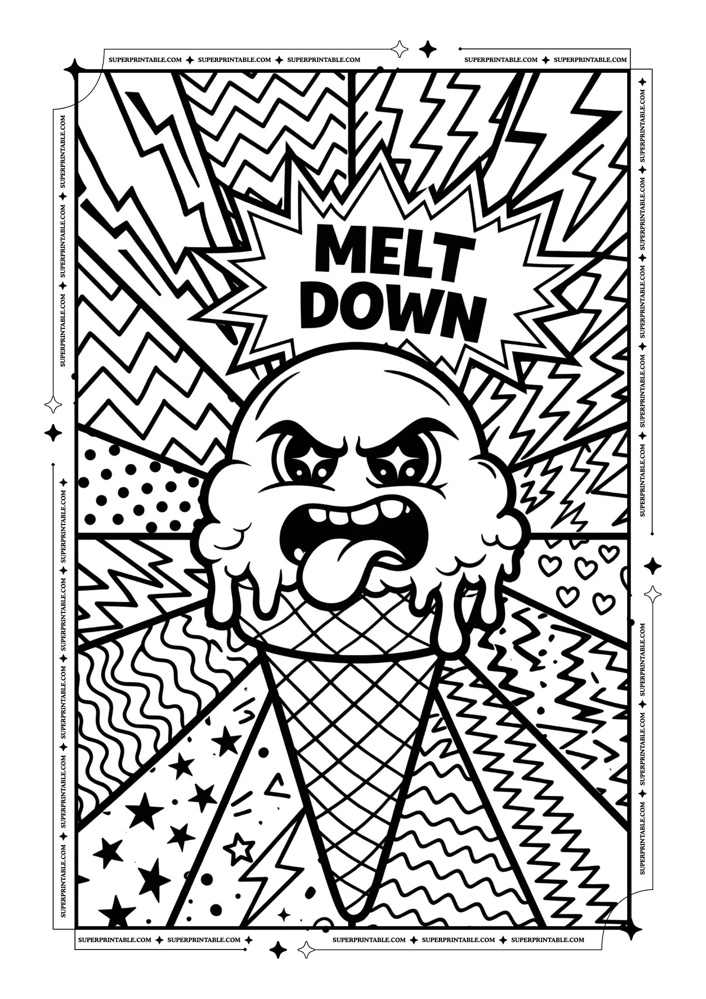 Pop Art Ice Cream Coloring Pages 4