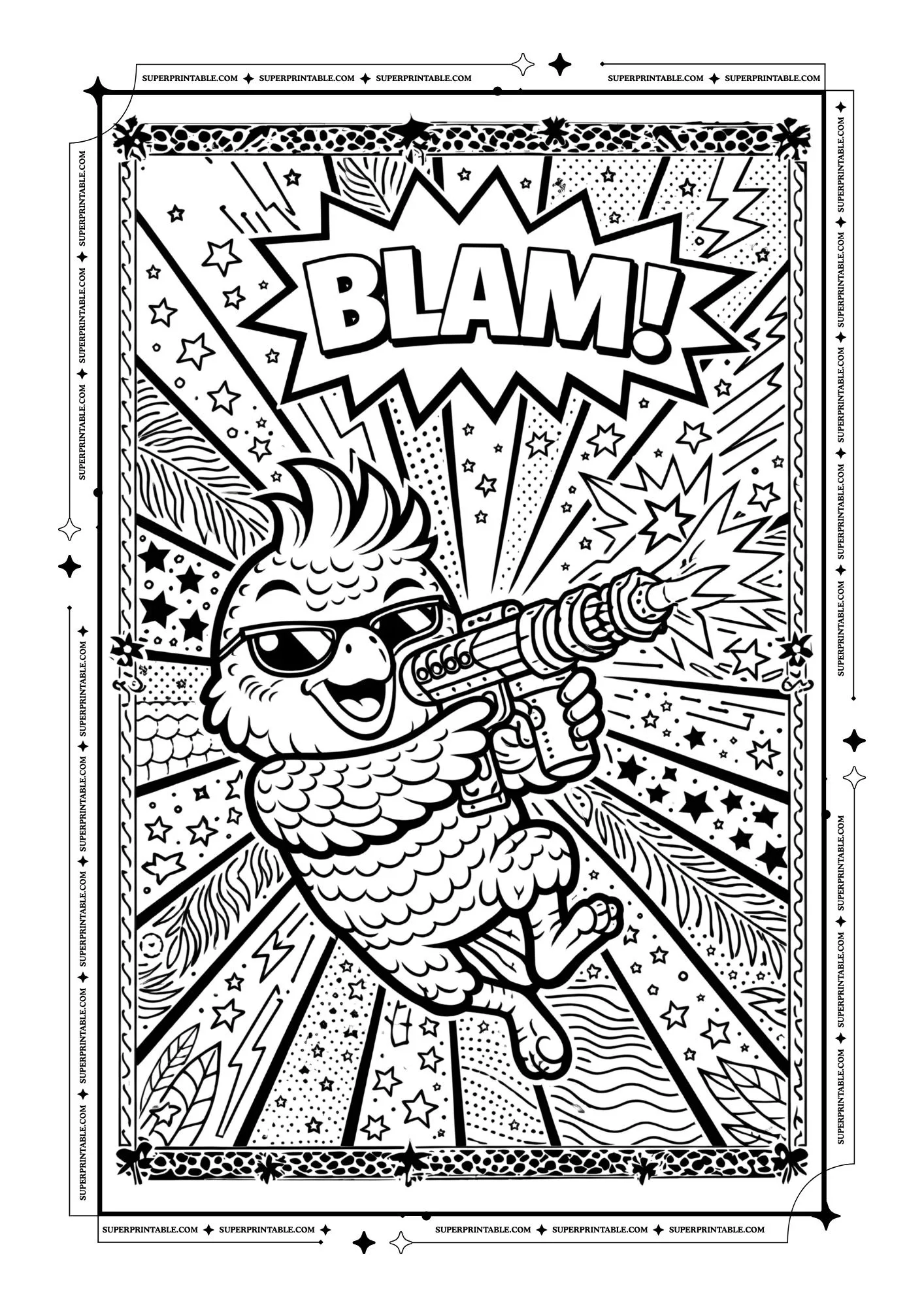 Pop Art Parrot Coloring Pages For Kids & Adults 2