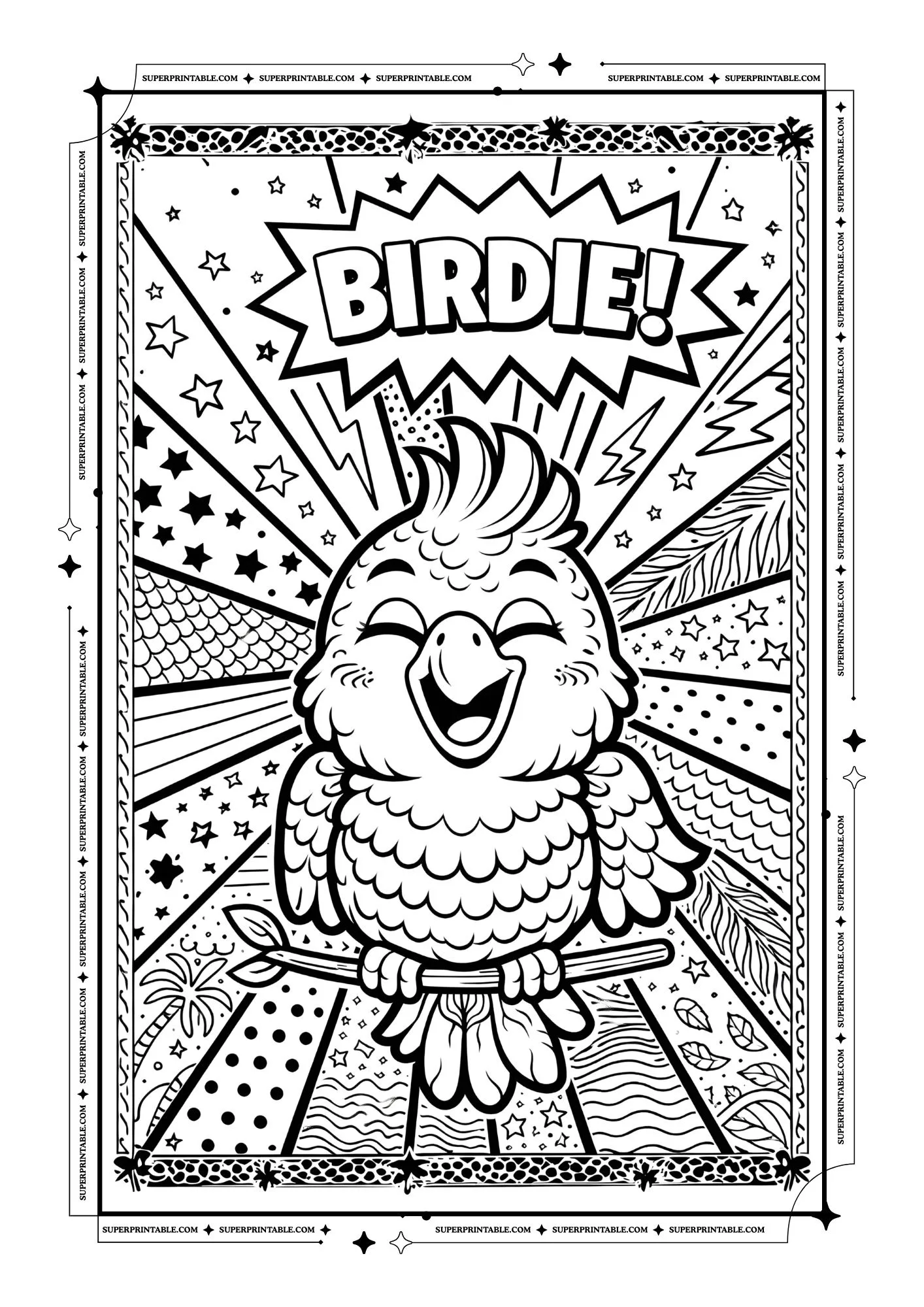 Pop Art Parrot Coloring Pages For Kids & Adults 3