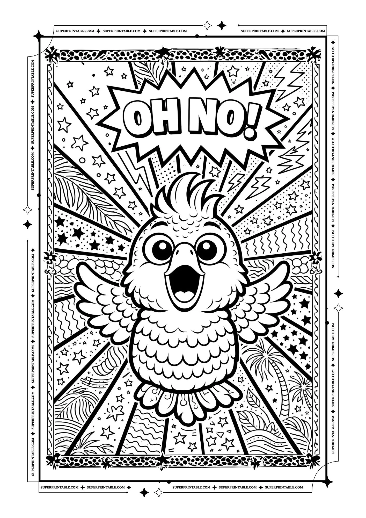 Pop Art Parrot Coloring Pages For Kids & Adults 5