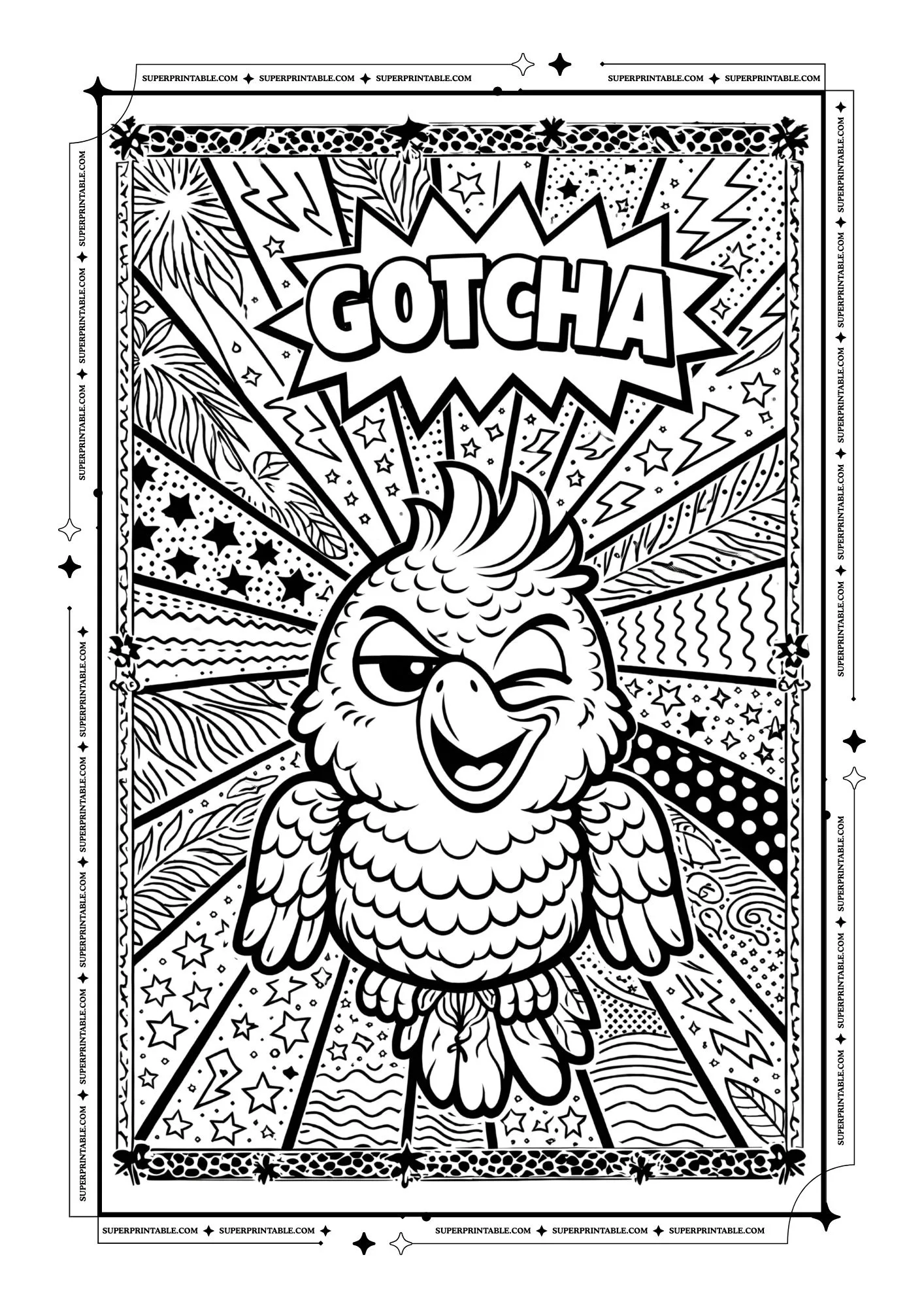Pop Art Parrot Coloring Pages For Kids & Adults 6