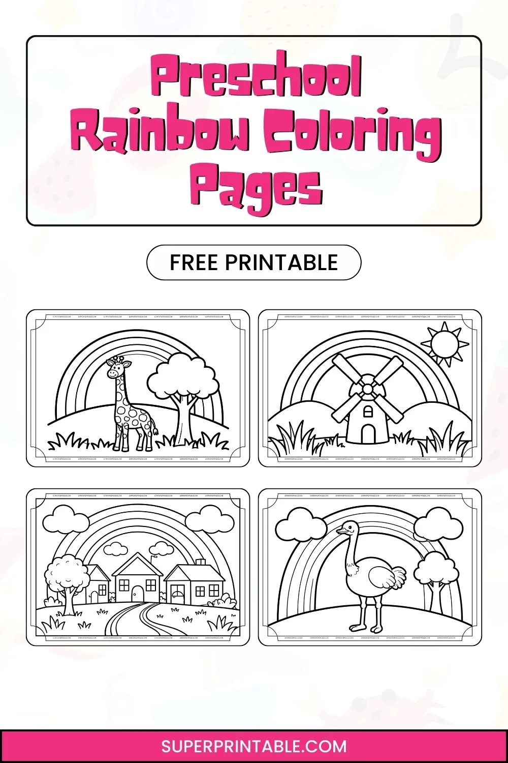 Preschool Rainbow Coloring Pages Pinterest Image
