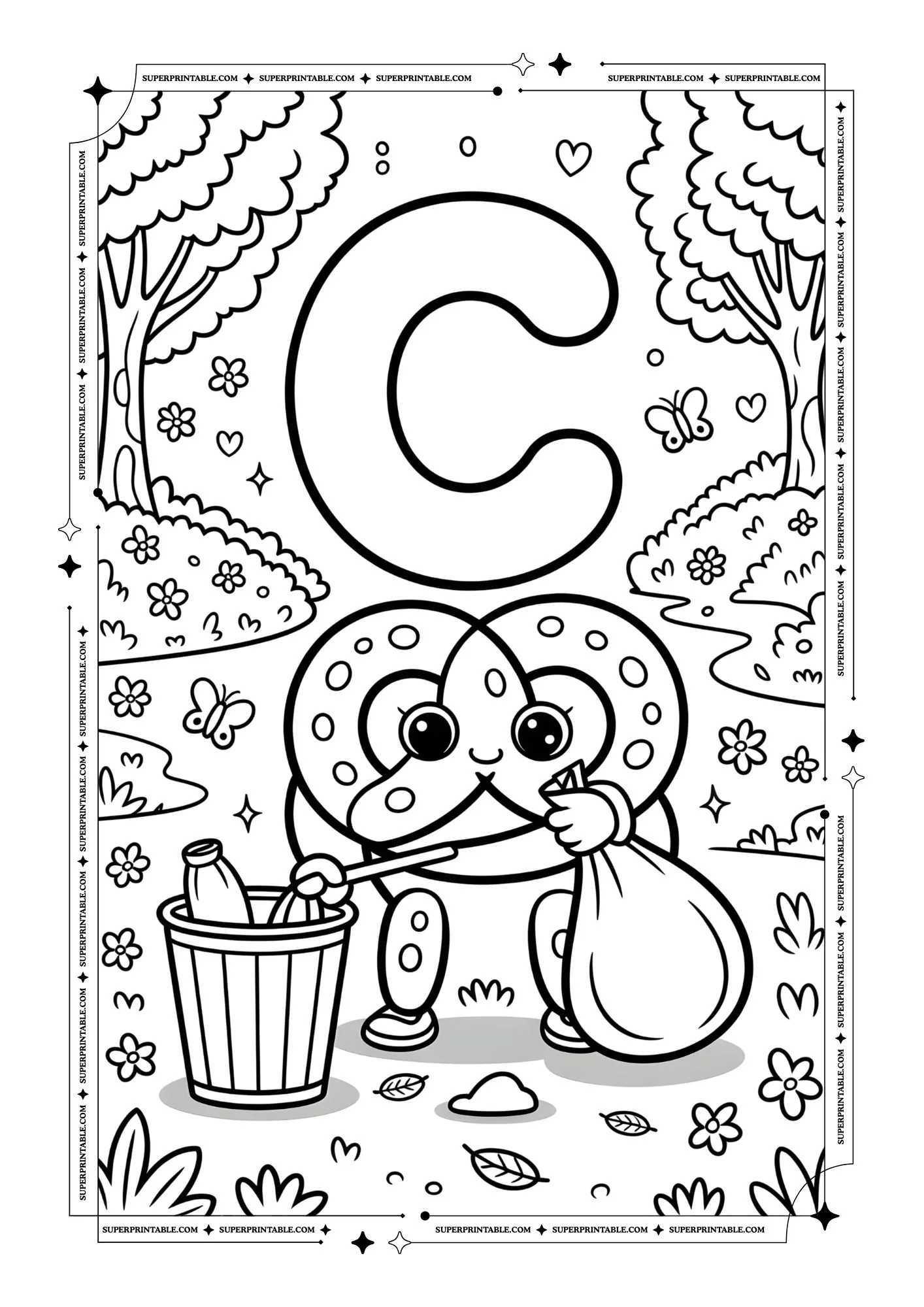 Pretzel Alphabet Coloring Pages 3