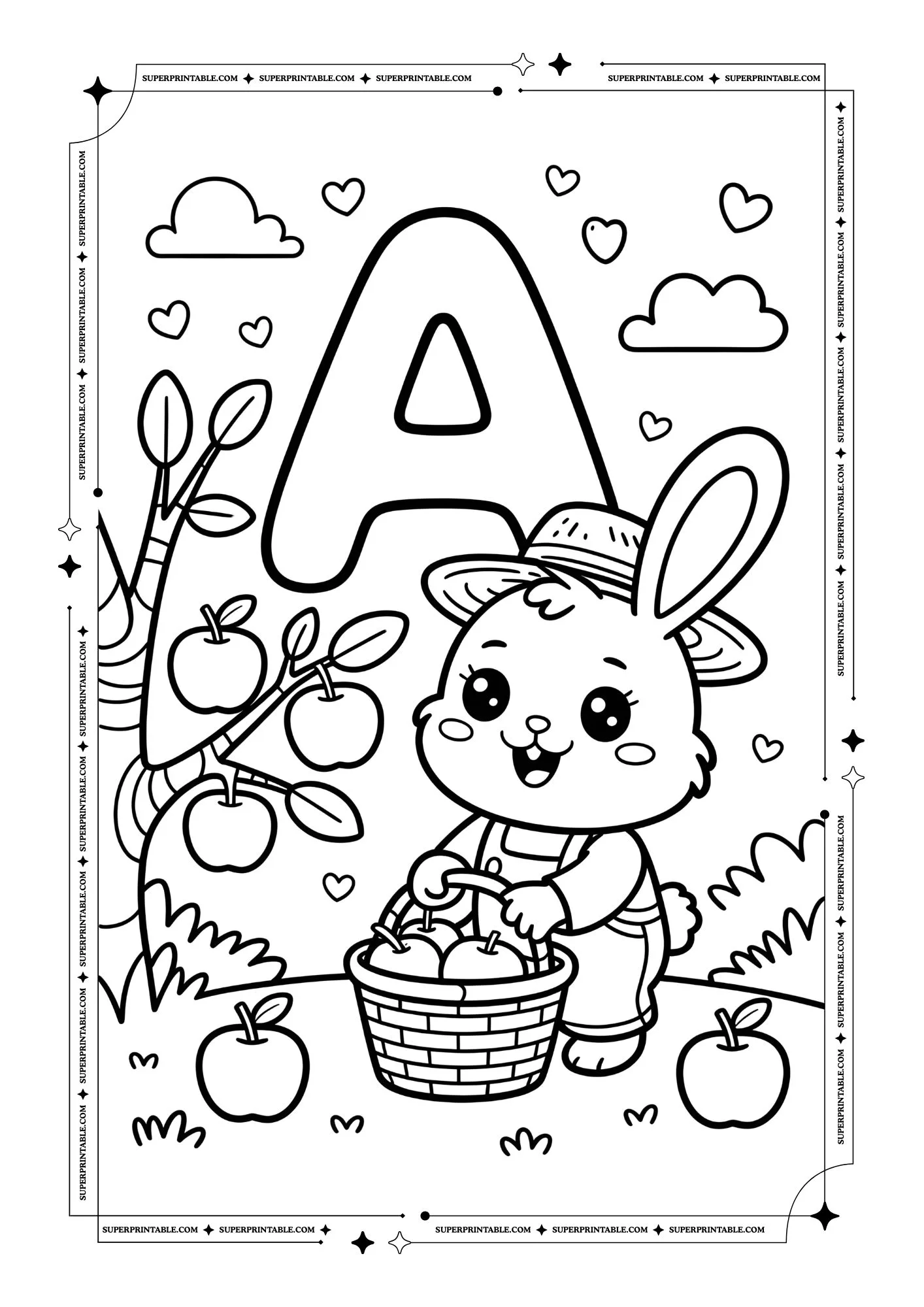 Rabbit Alphabet Coloring Pages 1