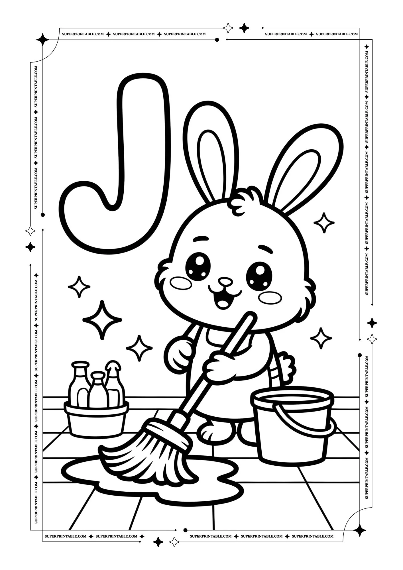 Rabbit Alphabet Coloring Pages 10
